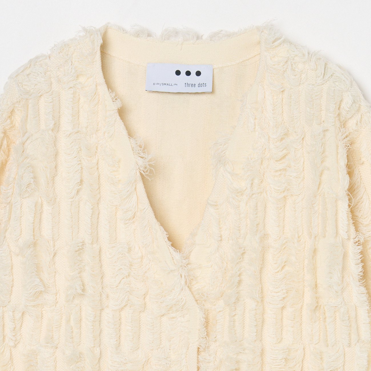 three dots BRIGHT COTTON FRINGE JACKET エリオポール トップス ニット ホワイト【送料無料】
