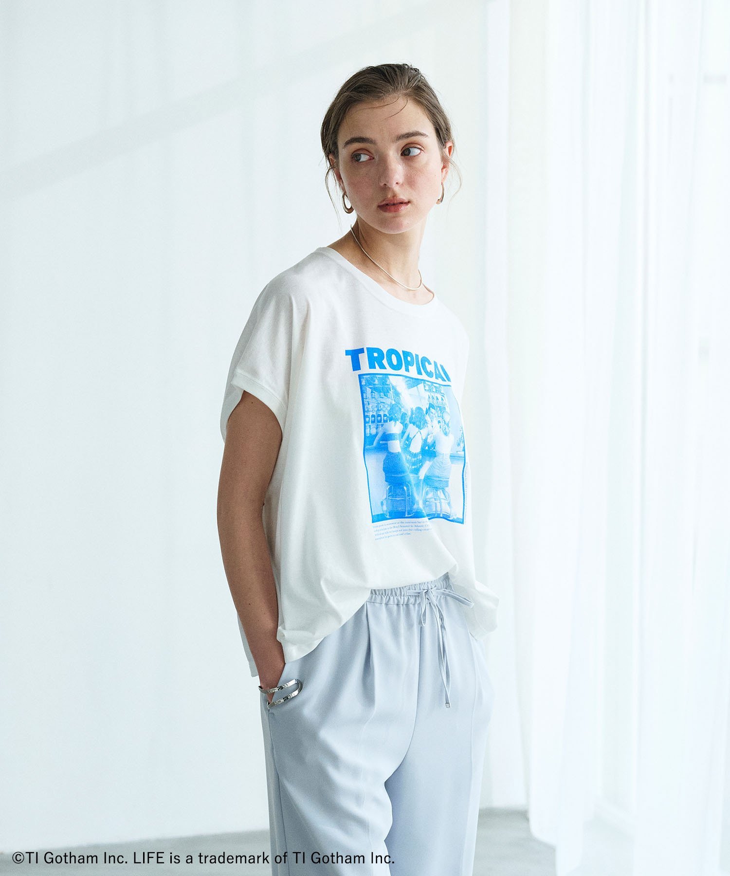 N.O.R.C 【LIFE PICTURE COLLECTION】TROPICAL Tシャツ ノーク トップス カットソー・Tシャツ ホワイト