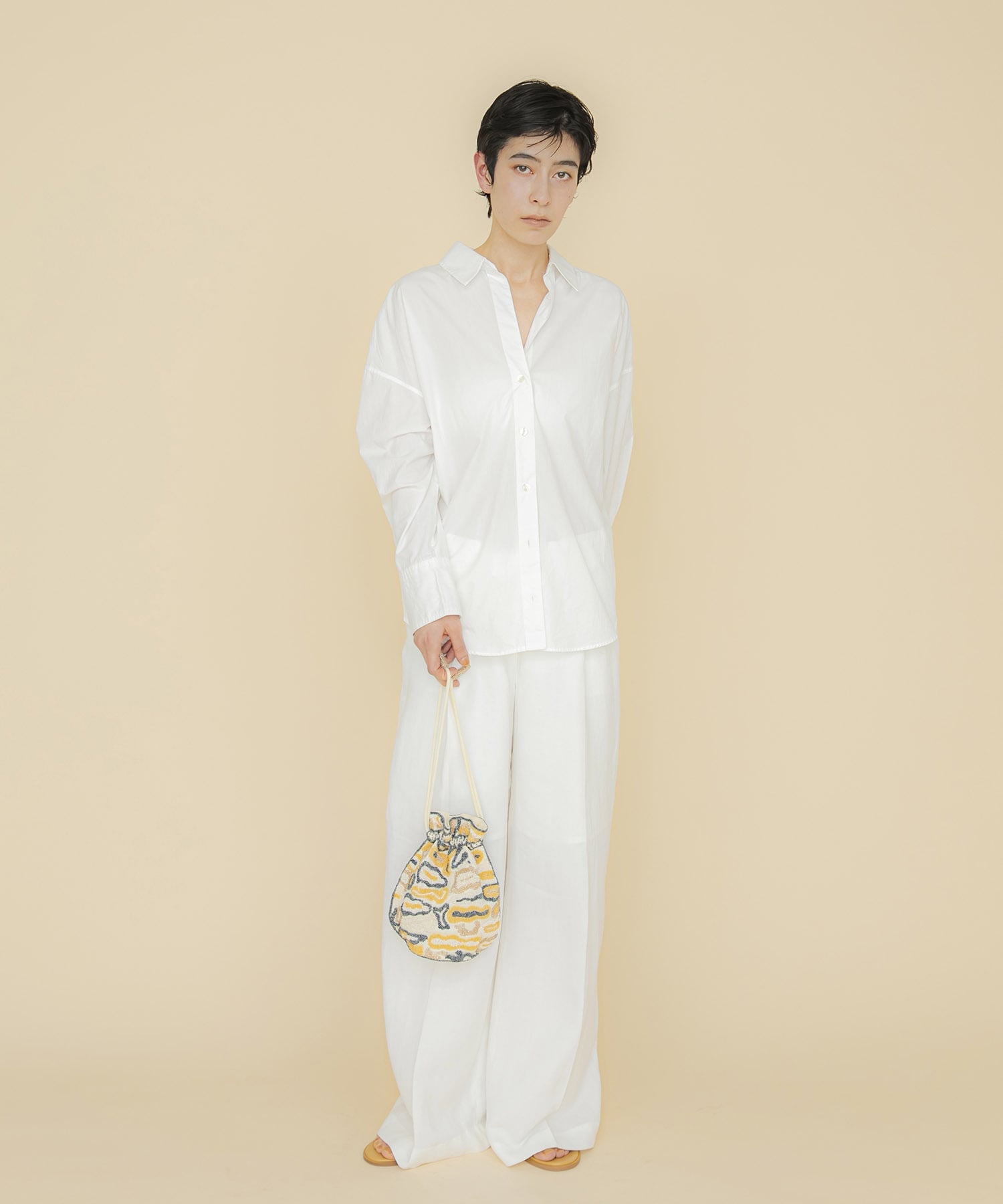 LE VERNIS [LE VERNIS] Beads marble bag キャセリーニ バッグ ショルダーバッグ グレー ベージュ