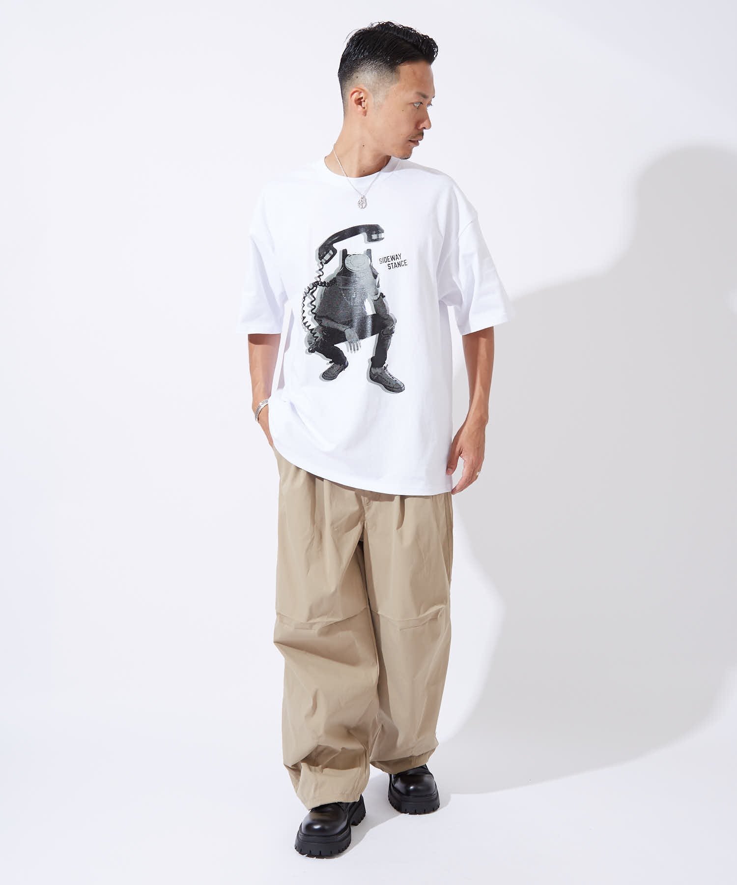 SIDEWAY STANCE SIDEWAY STANCE サイドウェイスタンス モノクロテレフォン 半袖Tシャツ インプローブス トップス カットソー・Tシャツ ブラック ホワイト