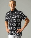 【SALE/57%OFF】LUXEAKMPLUS LUXEAKMPLUS ゴルフ 襟ロゴ総柄半袖ポロシャツ シフォン トップス ポロシャツ ホワイト ブラック【送料無料】