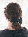 メゾンドフルール バレッタ Maison de FLEUR レースリボンパールバレッタ メゾン ド フルール ヘアアクセサリー その他のヘアアクセサリー ブラック グレー