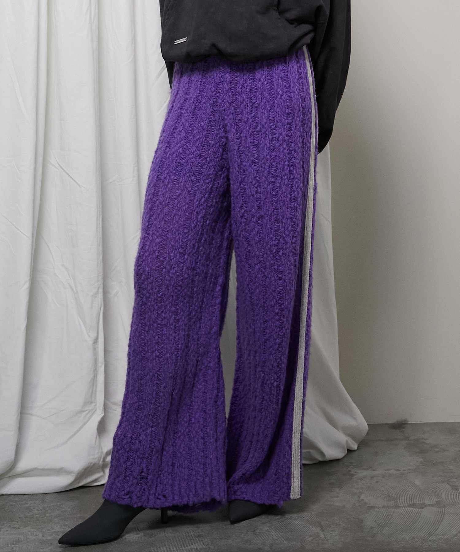 【SALE／50%OFF】PRANK PROJECT ニットトラックパンツ/Knit Track Pants プランク プロジェクト パンツ ジャージ・スウェットパンツ ホワイト パープル ブラウン【送料無料】