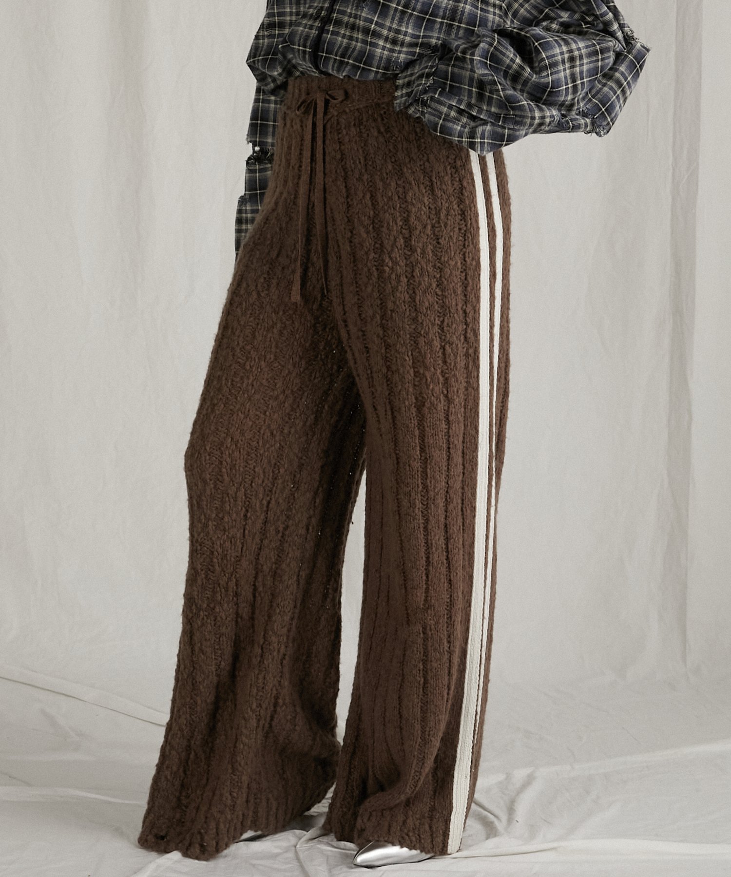 【SALE／50%OFF】PRANK PROJECT ニットトラックパンツ/Knit Track Pants プランク プロジェクト パンツ ジャージ・スウェットパンツ ホワイト パープル ブラウン【送料無料】