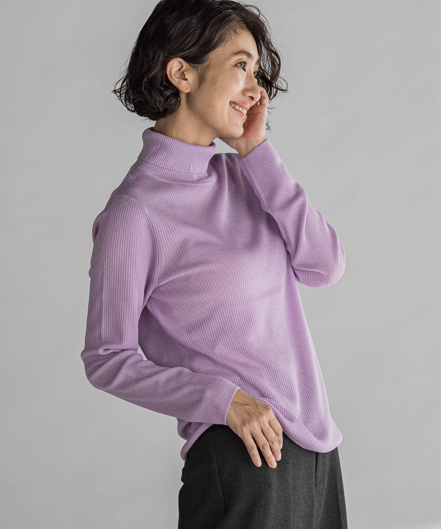 【SALE／15%OFF】la.f... ラメタートルニット≪手洗い可能≫ ラ・エフ トップス ニット グリーン パープル ピンク ブラウン グレー【送料無料】