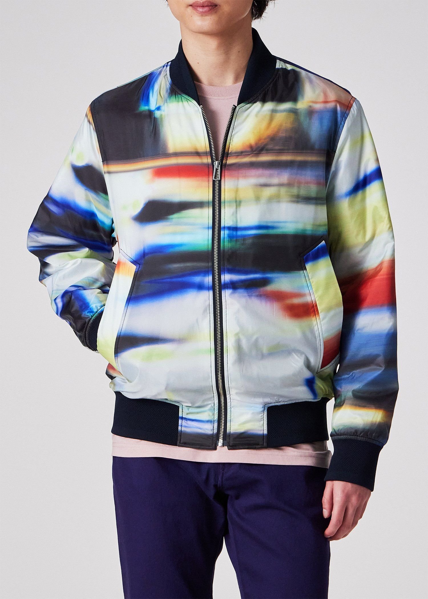 【SALE／30%OFF】PS Paul Smith "Motion Blur" MA-1ブルゾン ポール・スミス ジャケット・アウター その他のジャケット・アウター ホワイト【送料無料】