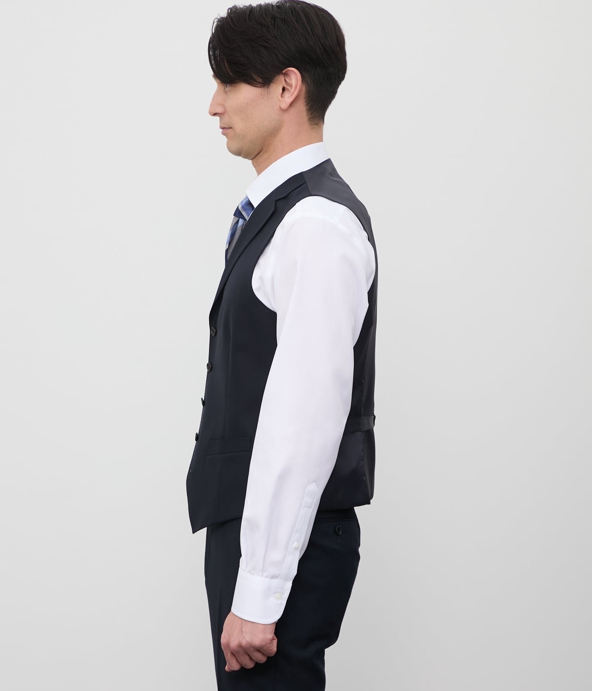 NEWYORKER MEN HERITAGE CLOTH 無地 トロピカル オッドベスト(セットアップ対応) ニューヨーカー スーツ・フォーマル セットアップスーツ ネイビー【送料無料】