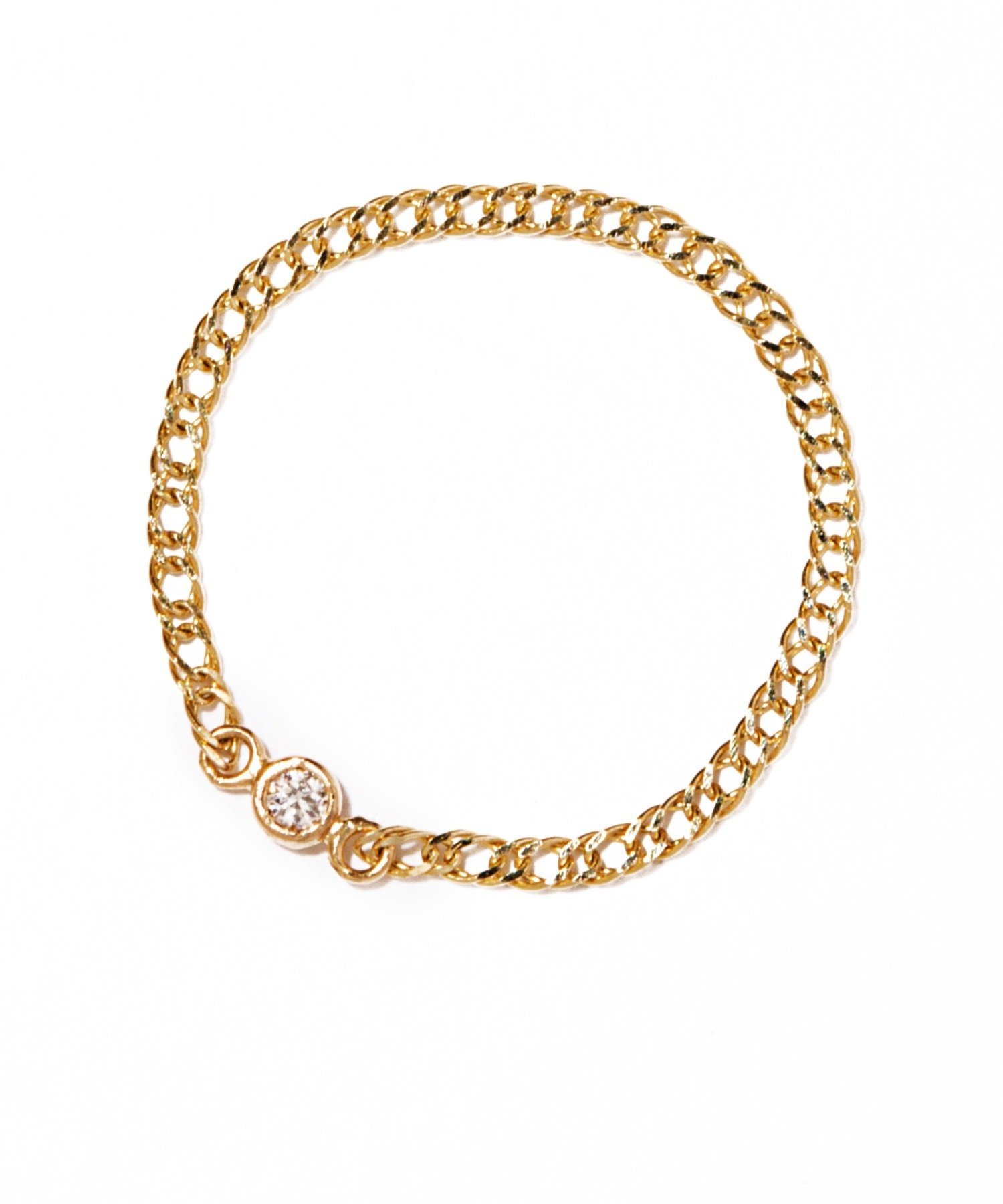 les bon bon les bonbon/Diamond chain ring ダイヤモンド チェーン リング 10金 フォブ アクセサリー・腕時計 リング・指輪 ゴールド