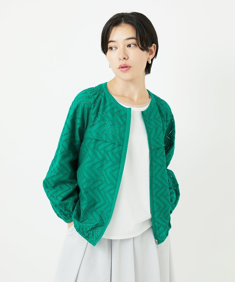 樂天商城 - 【SALE／50%OFF】GEORGES RECH（小さいサイズ） コットンエンブロイダリー羽織ブラウス メゾンドゥサンク トップス シャツ・ブラウス ホワイト グリーン ネイビー【送料無料】