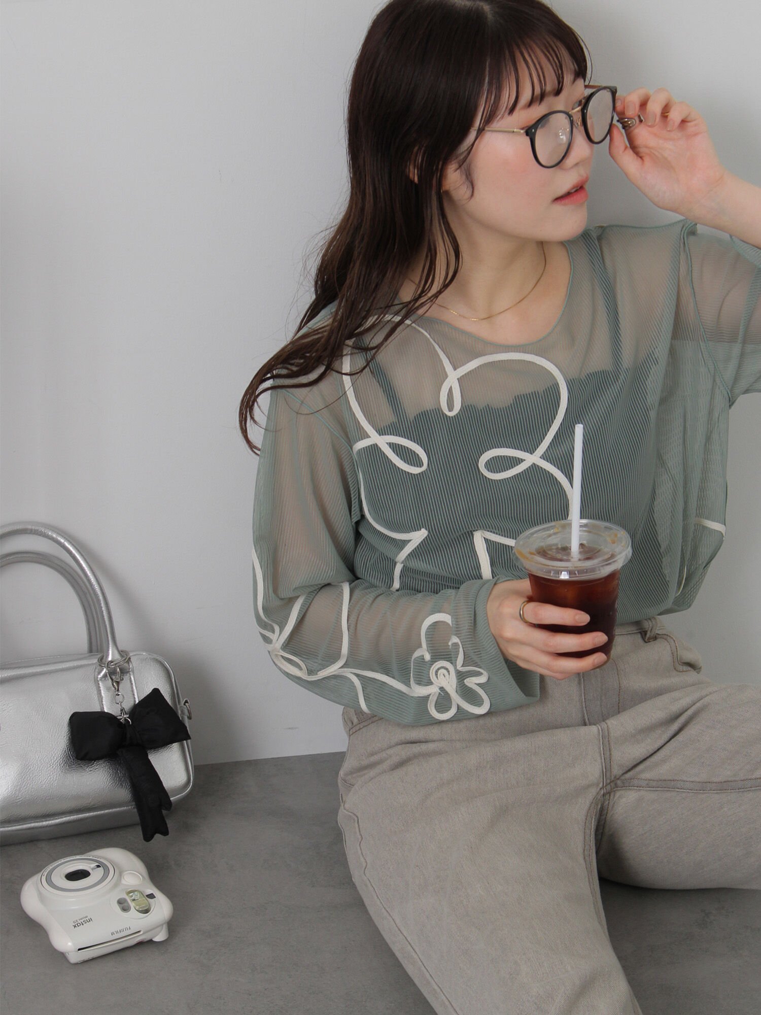 【SALE／44%OFF】ehka sopo ◎コード刺繍シアープルオーバー エヘカソポ トップス カットソー・Tシャツ ブラック ピンク グリーン ホワイト