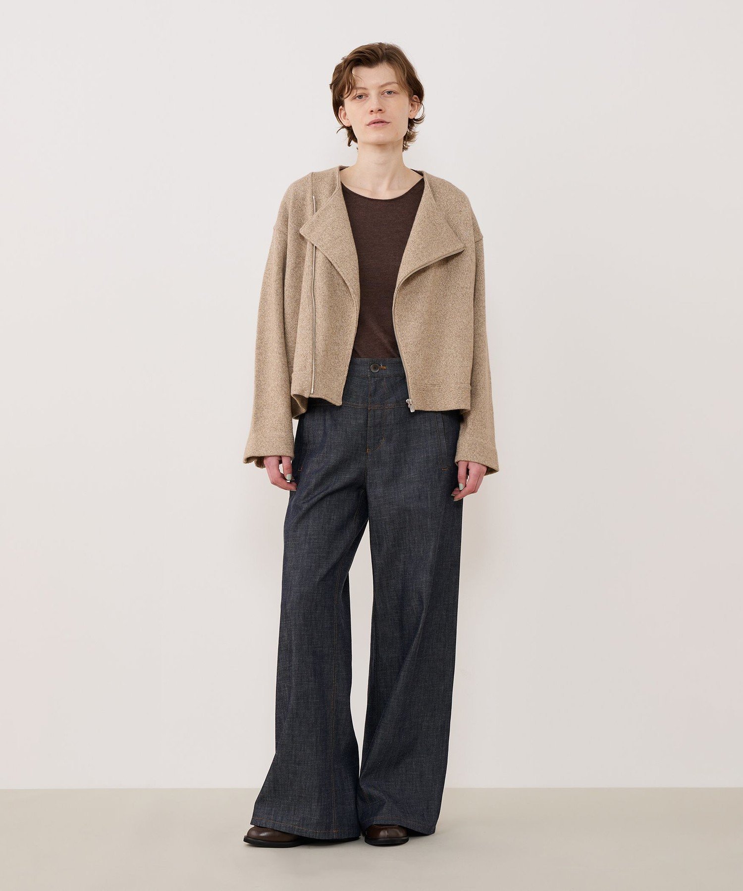 GALERIE VIE カシミヤペーパー ライダースジャケット トゥモローランド ジャケット・アウター ライダースジャケット ベージュ【送料無料】