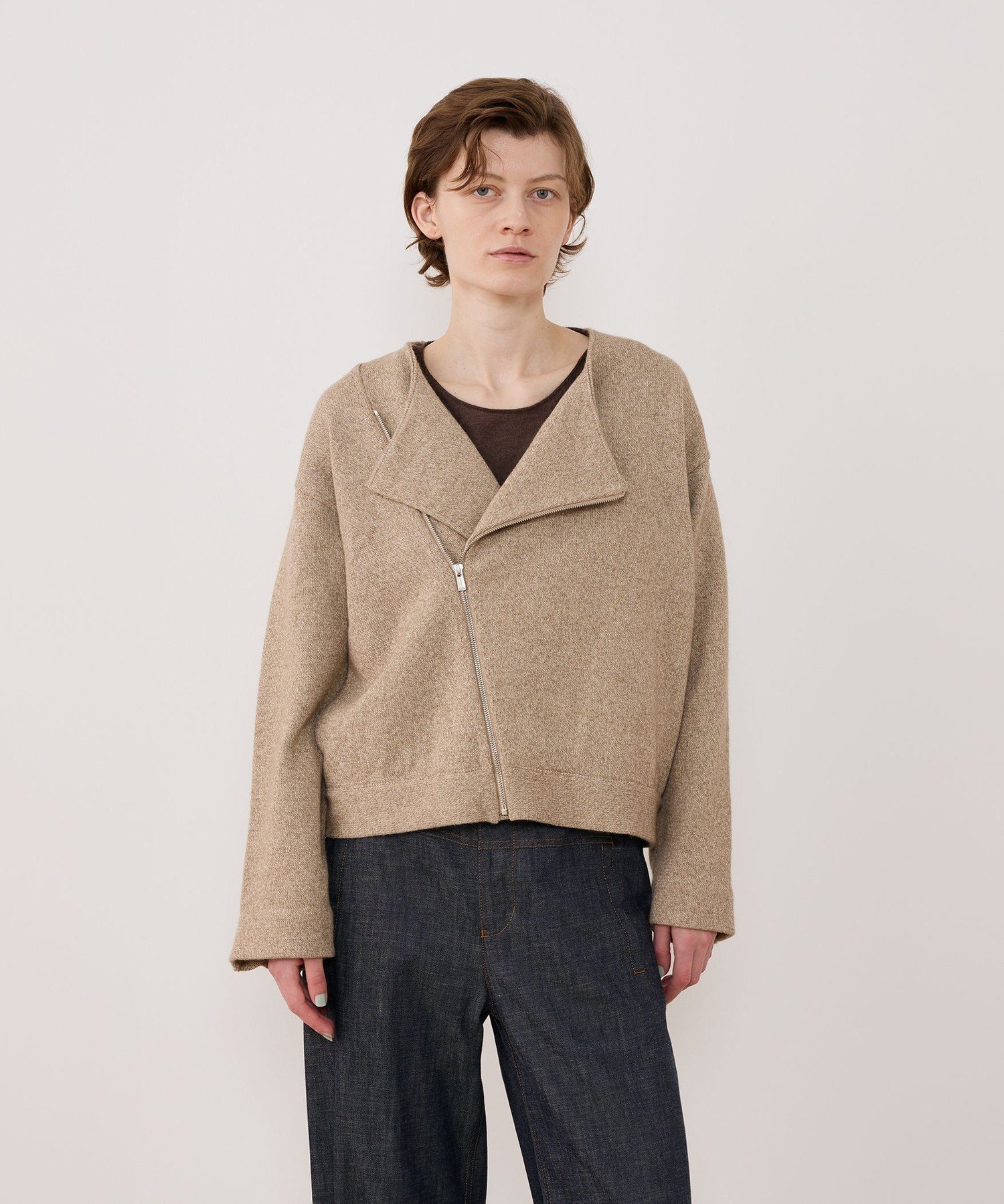 GALERIE VIE カシミヤペーパー ライダースジャケット トゥモローランド ジャケット・アウター ライダースジャケット ベージュ【送料無料】