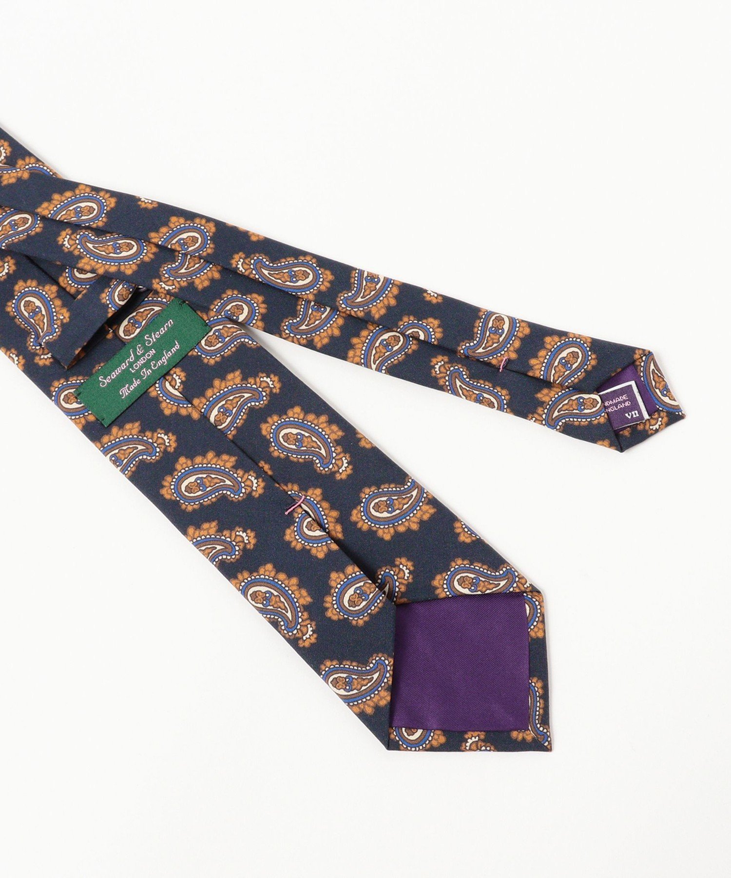 【SALE／40%OFF】BEAMS F Seaward & Stearn / シルク ペイズリー柄 プリント ネクタイ ビームス メン スーツ・フォーマル ネクタイ・蝶ネクタイ ネイビー パープル【送料無料】