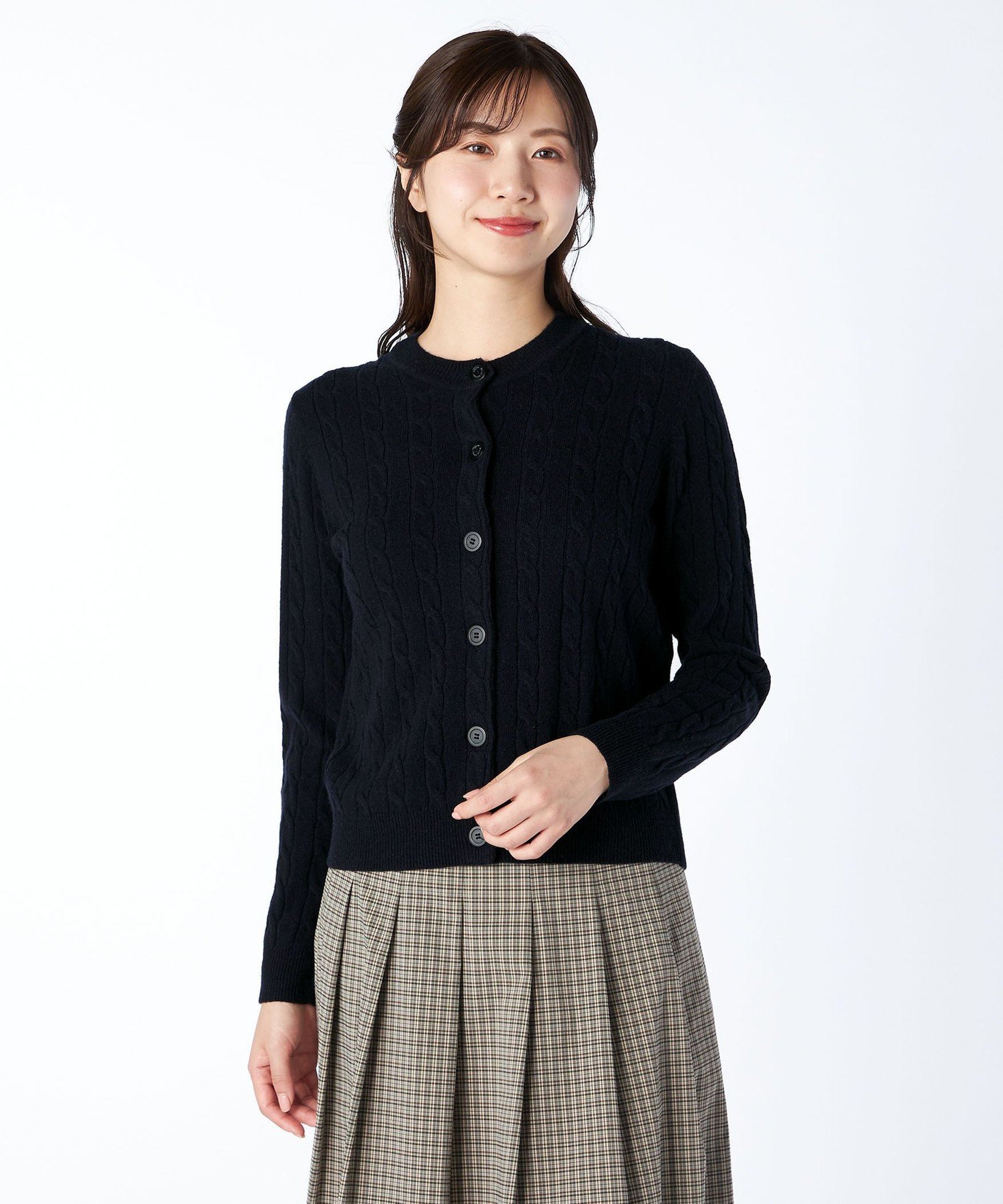 KEITH 【Lサイズ】シェファードニットカーディガン キース トップス ニット グレー イエロー グリーン ..