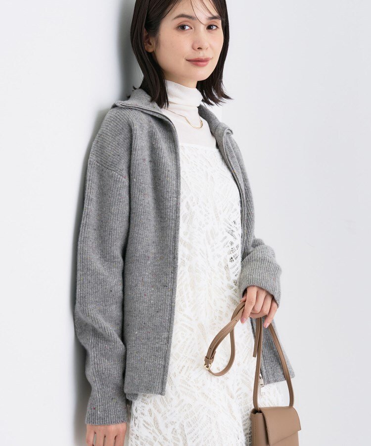 【SALE／28%OFF】INDIVI 【洗える】カラーネップ ダブルジップカーディガン インディヴィ トップス カーディガン グレー【送料無料】