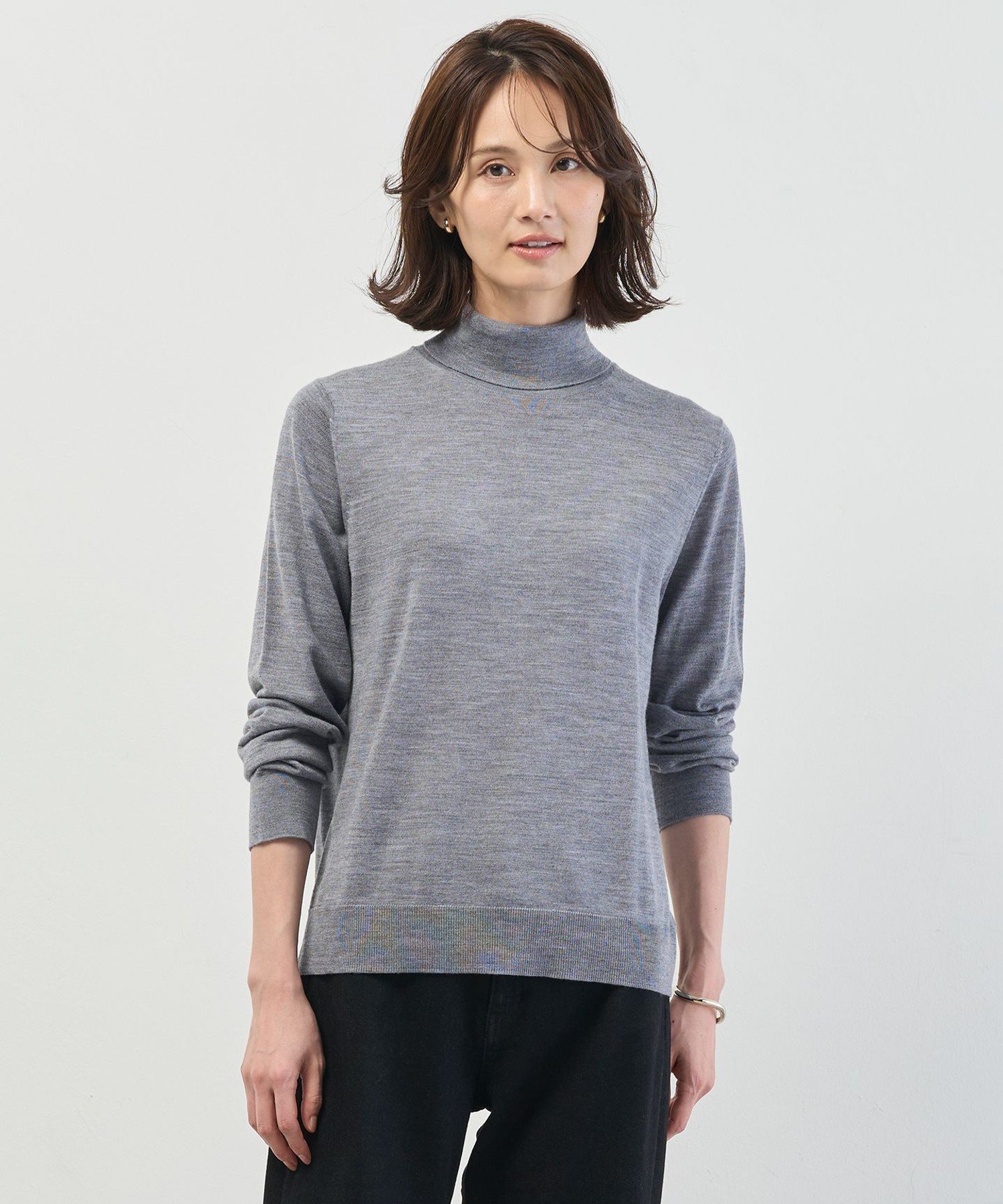 J.PRESS PURE WOOL タートルネック ニット ジェイプレス トップス ニット ホワイト ブラック グレー