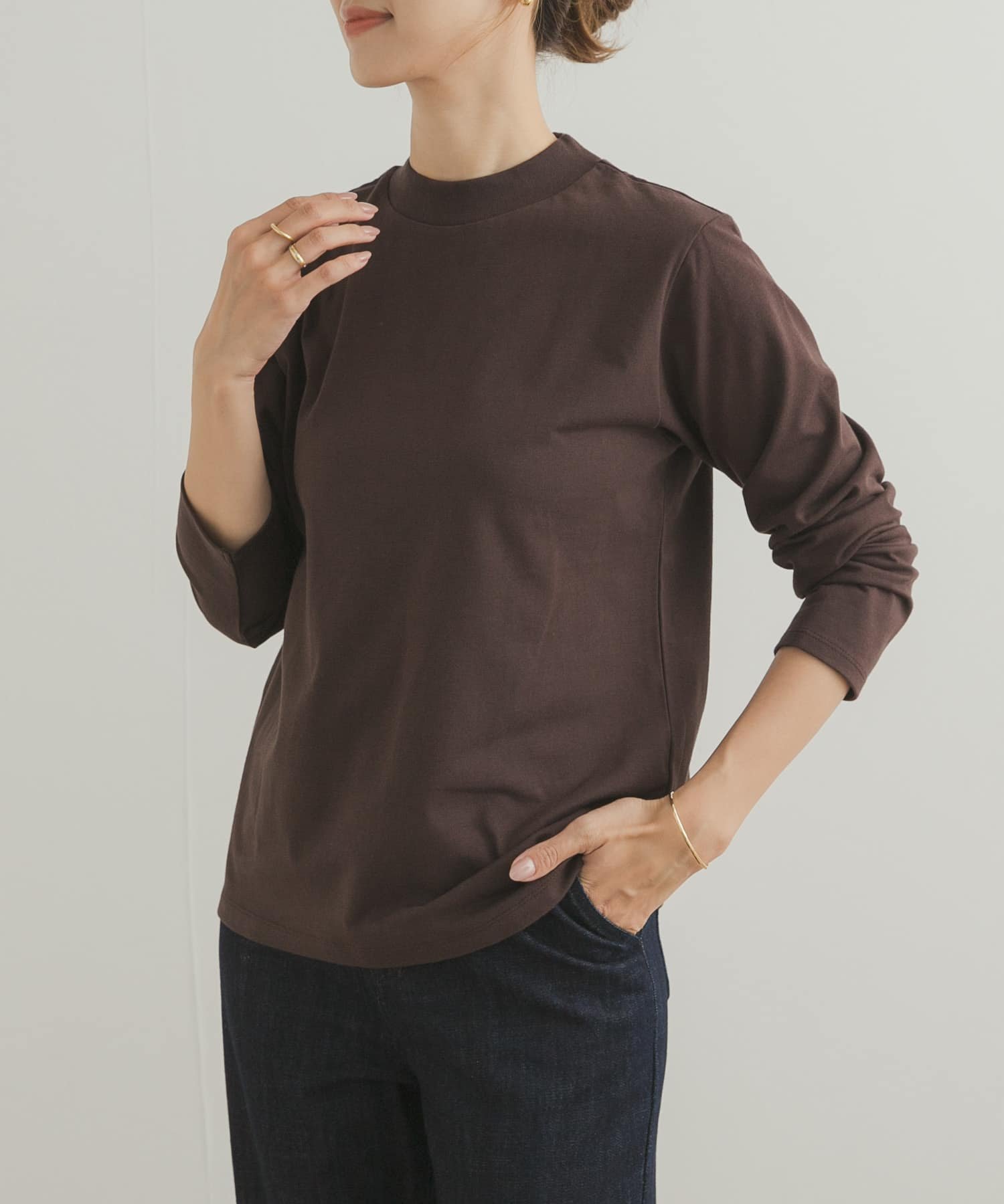 URBAN RESEARCH DOORS Grow Organic ハイネックロングスリーブTシャツ アーバンリサーチドアーズ トップス カットソー・Tシャツ ブラウン ホワイト【送料無料】