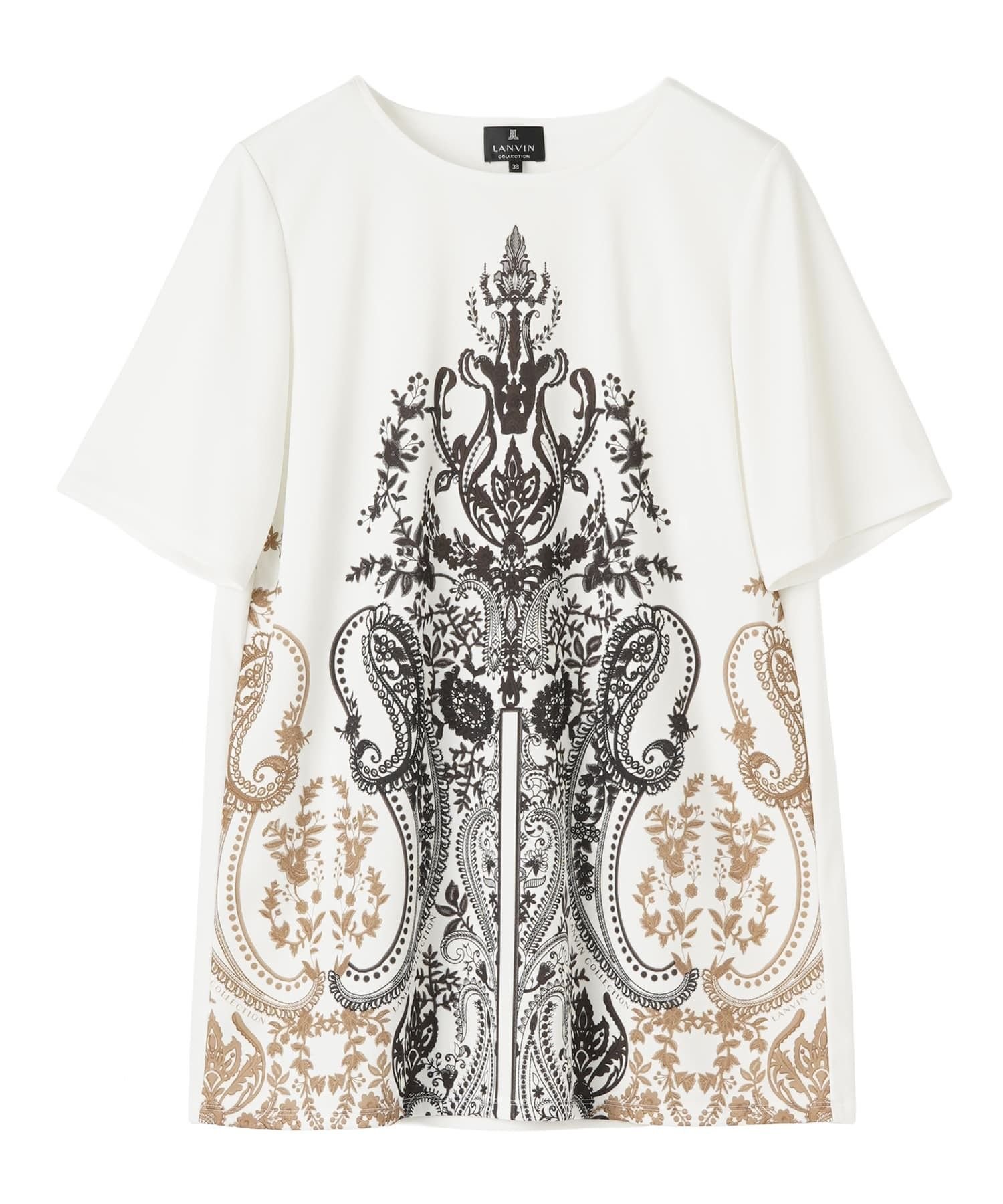 【SALE／50%OFF】LANVIN COLLECTION フラワーペイズリーパネルプリントカットソー ランバン コレクション トップス カットソー・Tシャツ ブラック ホワイト【送料無料】