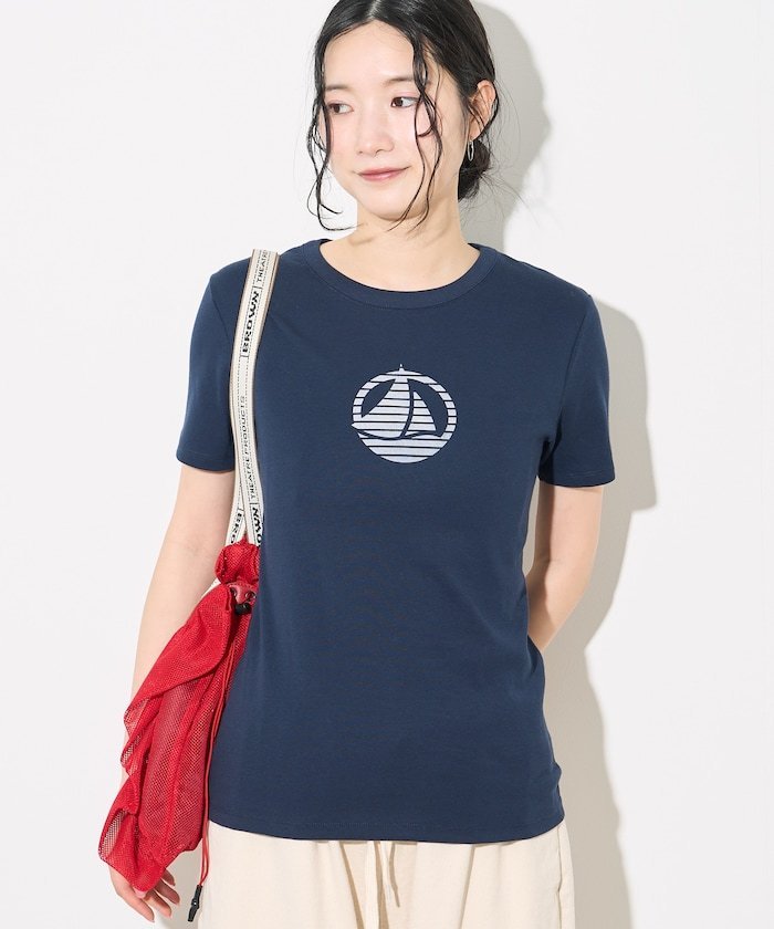 PETIT BATEAU 別注 フロッキープリントTシャツ 全4色 フリークスストア トップス カットソー・Tシャツ ホワイト ネイビー ブラック