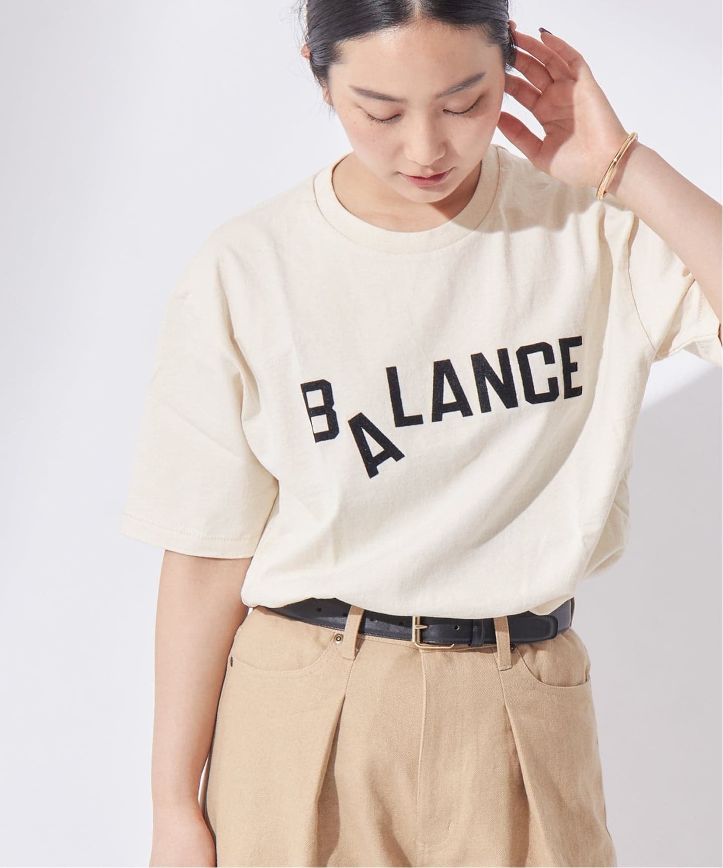 JOURNAL STANDARD L'ESSAGE 《別注》【MIXTA/ミクスタ】BALANCE CREW T-SHIRTS:Tシャツ ジャーナルスタンダード レサージュ トップス カットソー・Tシャツ ベージュ ブラック