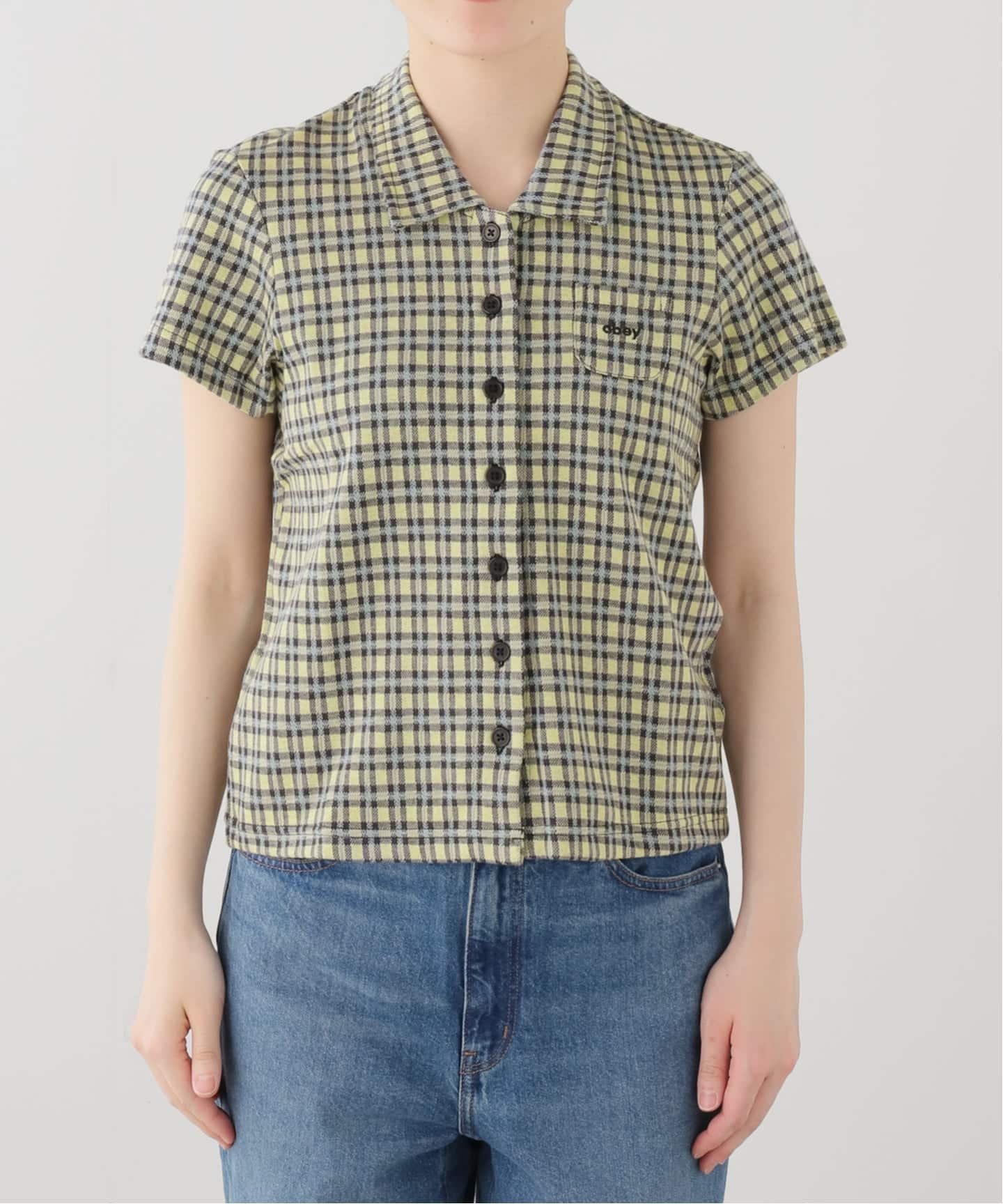 Oriens JOURNAL STANDARD 【OBEY / オベイ】LILA MICRO CHECK P SS オリエンス ジャーナルスタンダード トップス カットソー・Tシャツ イエロー【送料無料】