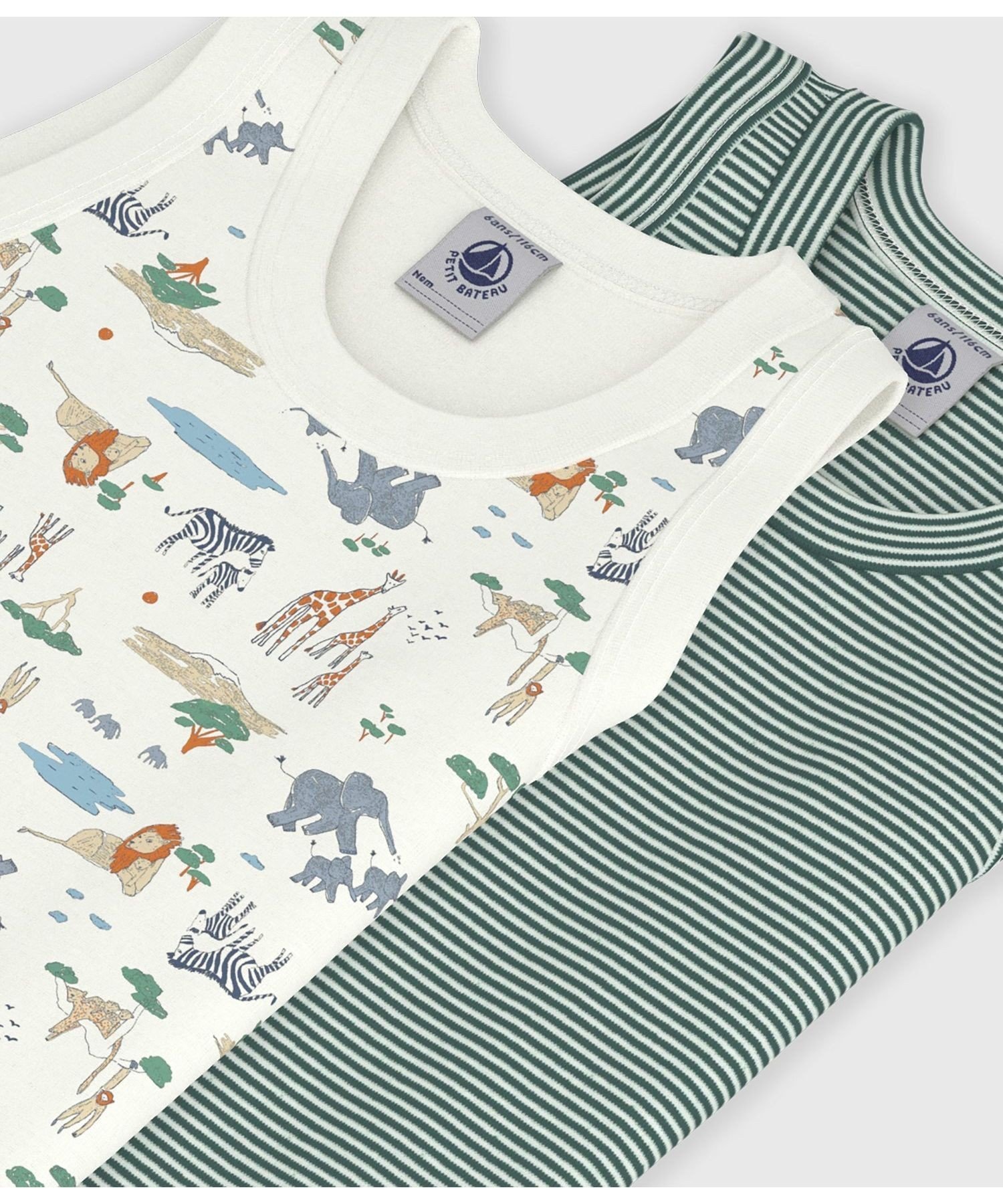 PETIT BATEAU プリントタンクトップ2枚組 プチバトー インナー・ルームウェア その...