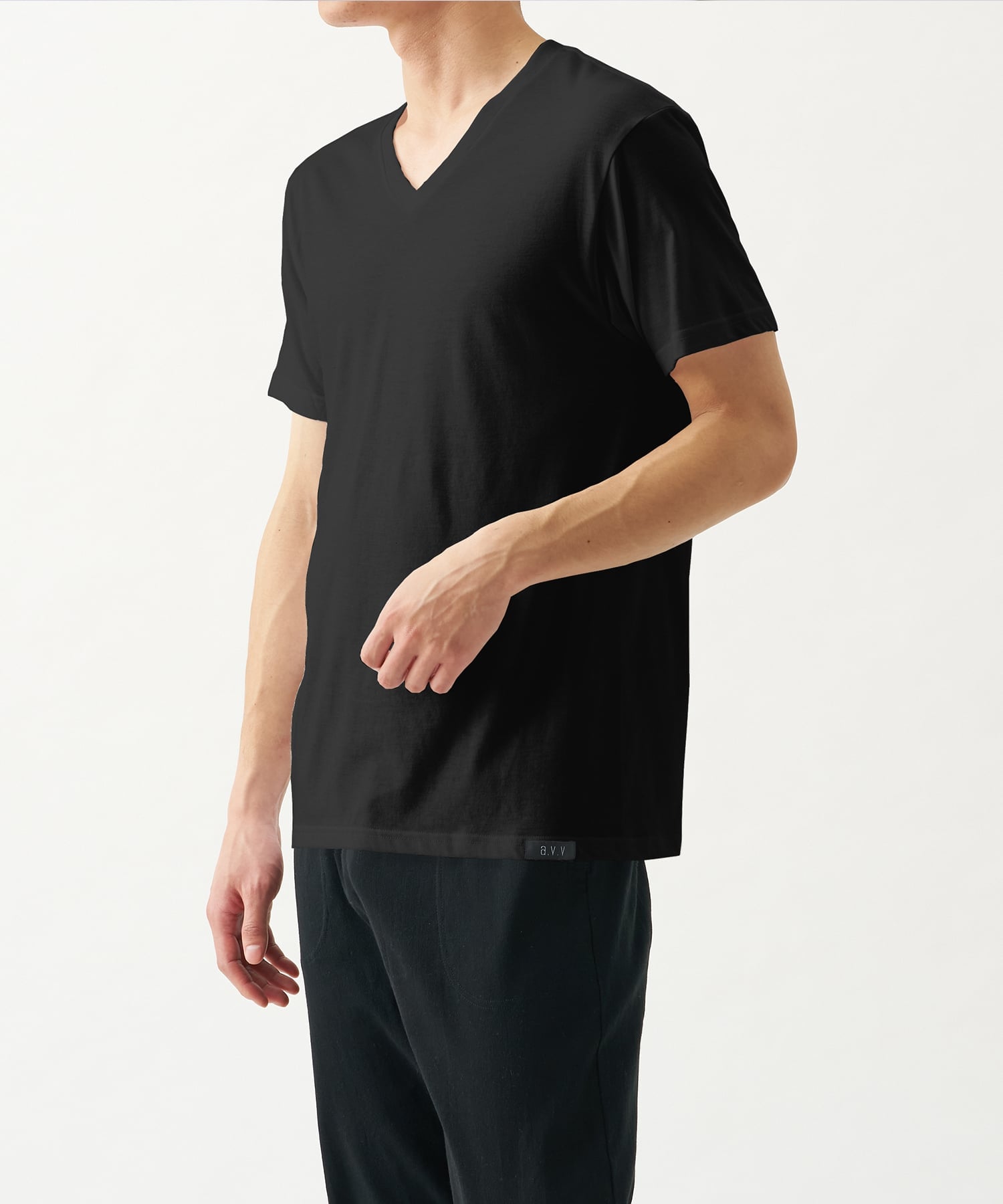a.v.v Tシャツ 半袖 メンズ 綿 通気性 吸湿性 Vネック 無地 シンプル カジュアル ブランド 夏服 ルームウェア 普段着 父の日 プレゼント 白 黒 ショップ-アルテキミコ トップス カットソー・Tシャツ ホワイト ブラック
