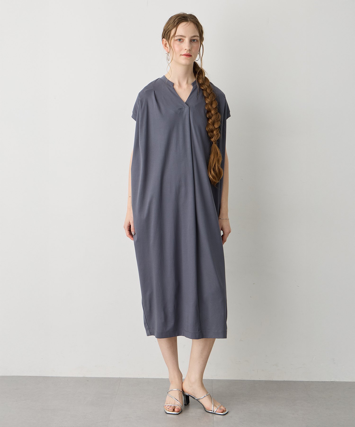 LE SOUK HOLIDAY スキッパーネックコクーンワンピース【接触冷感・吸水速乾】 ルスークホリデー ワンピース・ドレス ワンピース グリーン グレー ブラック【送料無料】