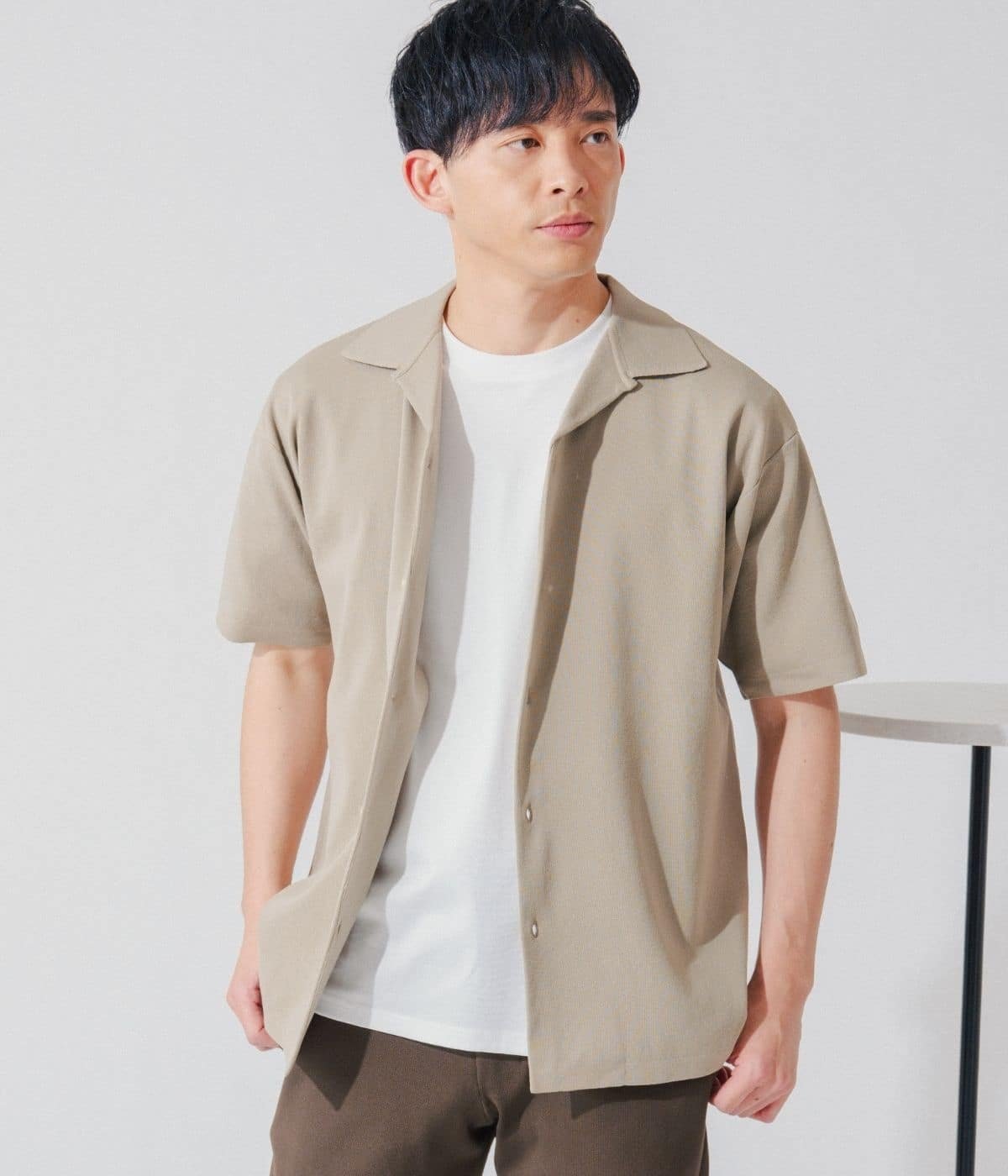 【SALE／30%OFF】Park Slope NEWYORKER 【ウォッシャブル・軽量・ストレッチ】エフォートレス オープンカラー半袖ニットシャツ ニューヨーカー トップス ニット ネイビー グレー【送料無料】