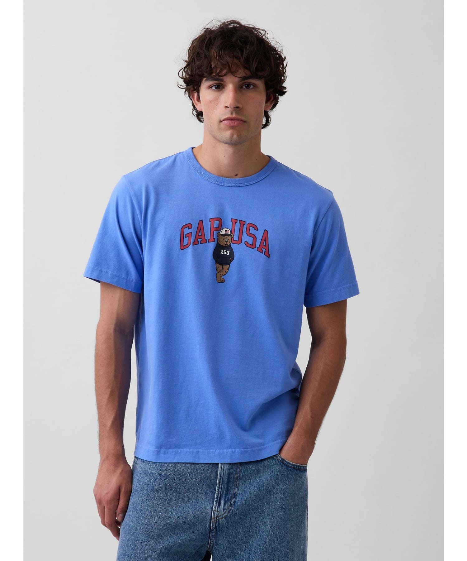 (U)リラックスフィット ブラナンベア GAPロゴTシャツ ギャップ トップス カットソー・Tシャツ ホワイト ブルー