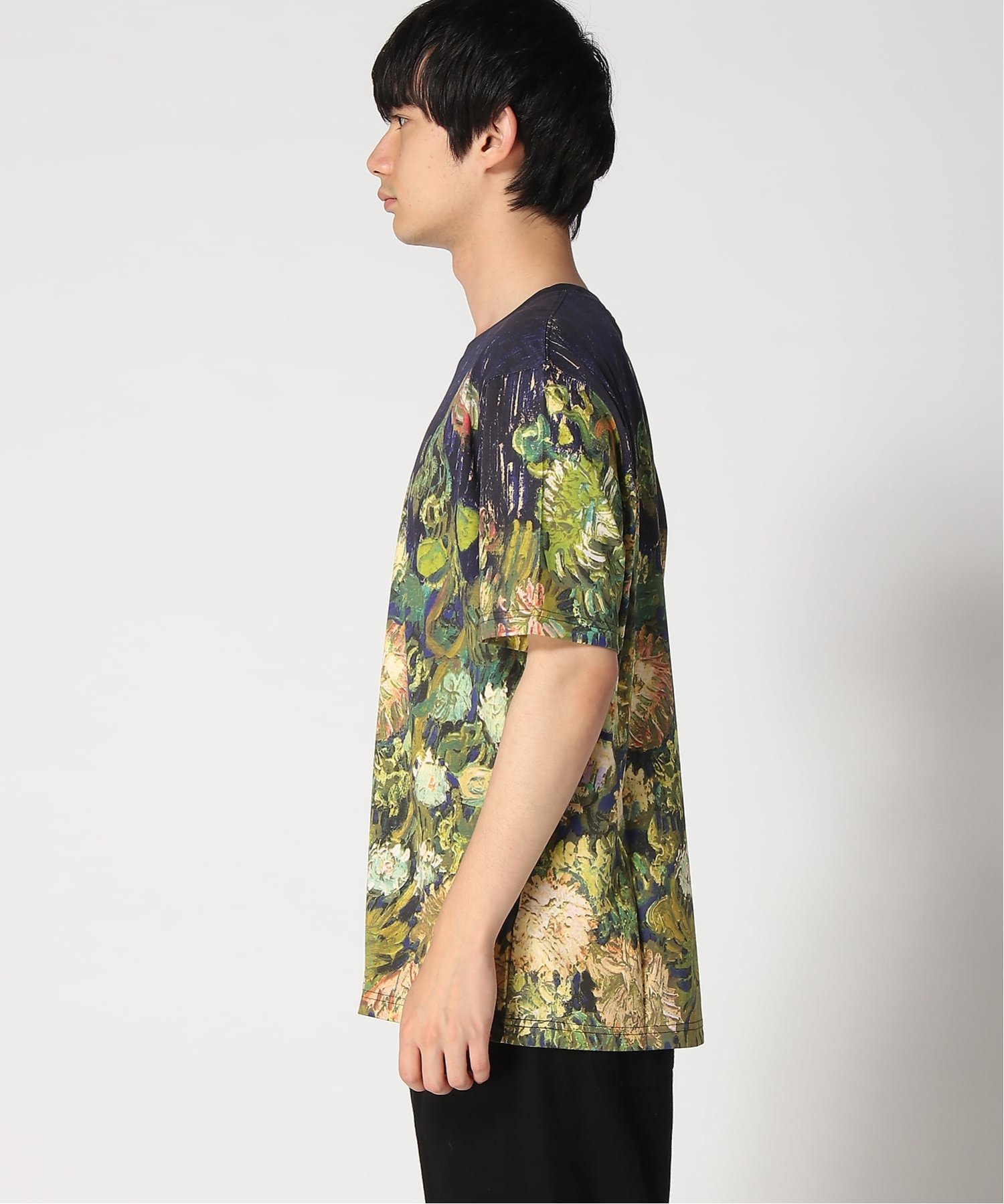 アートフラワー柄Tシャツ デシグアル トップス カットソー・Tシャツ ブルー