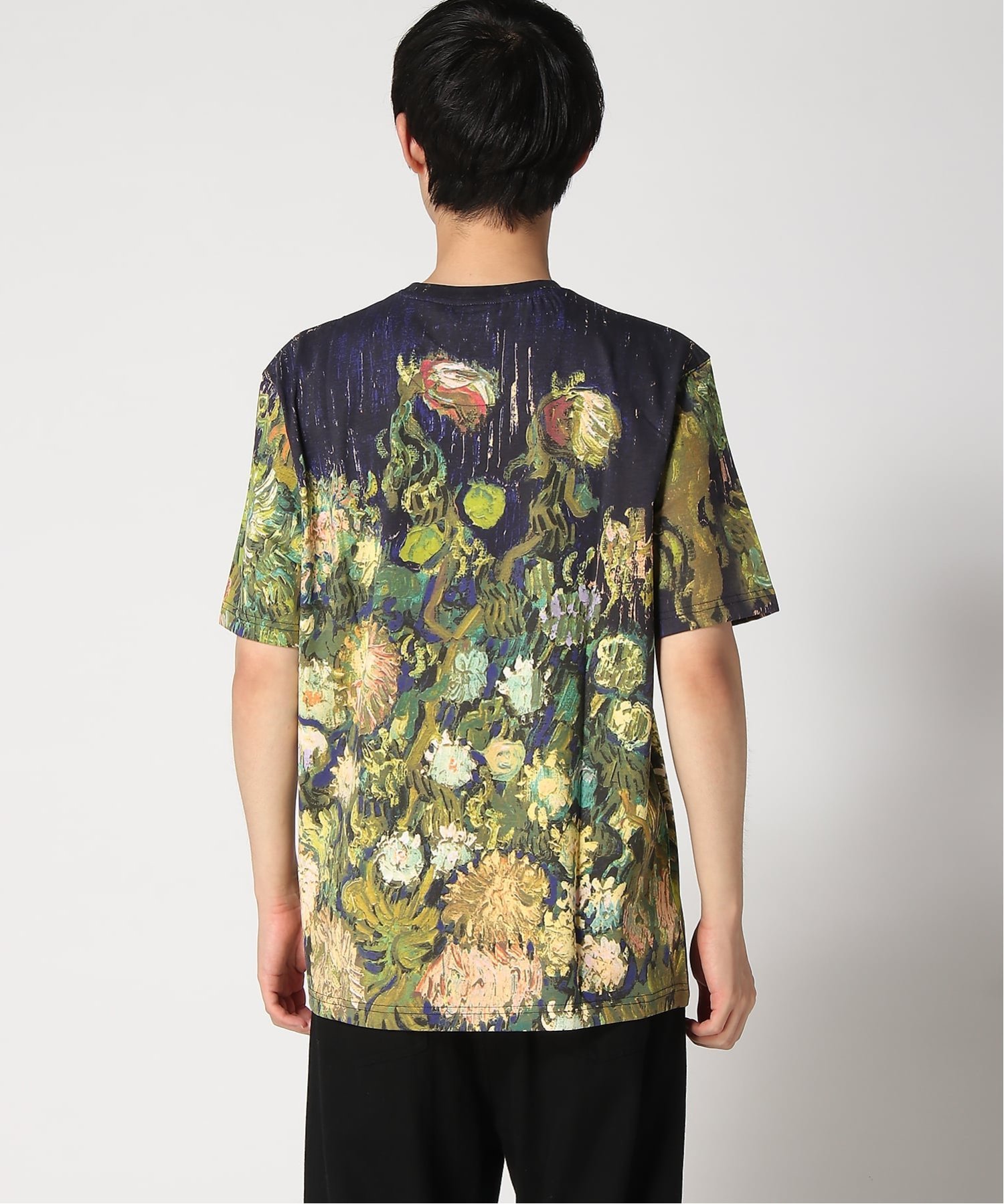 アートフラワー柄Tシャツ デシグアル トップス カットソー・Tシャツ ブルー