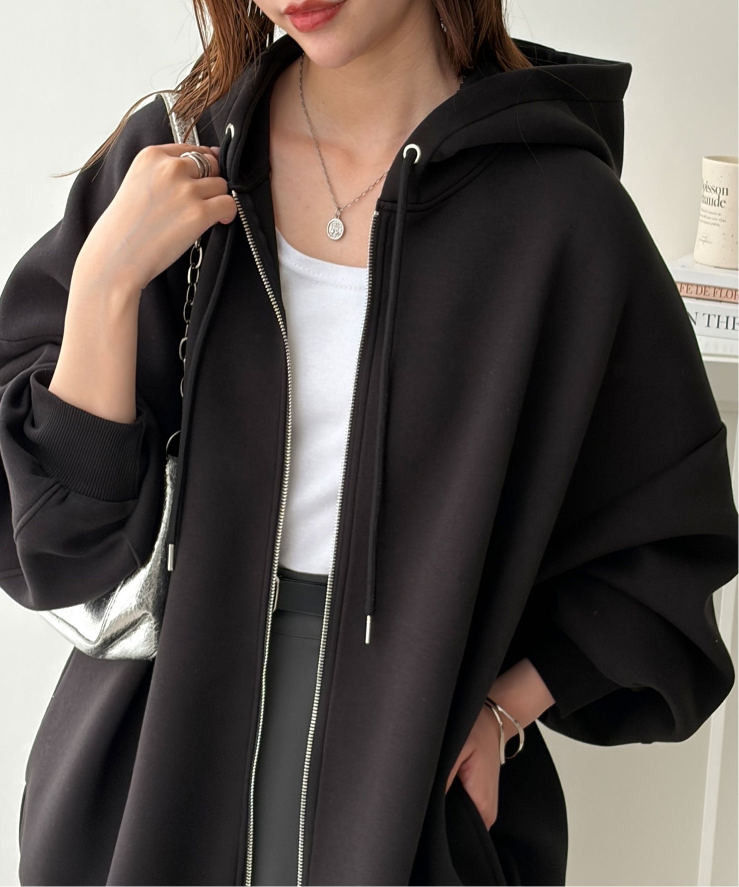 【SALE／20%OFF】GeeRA ダンボールダブルジップビッグパーカー ジーラ トップス パーカー・フーディー グレー ブラウン ブラック