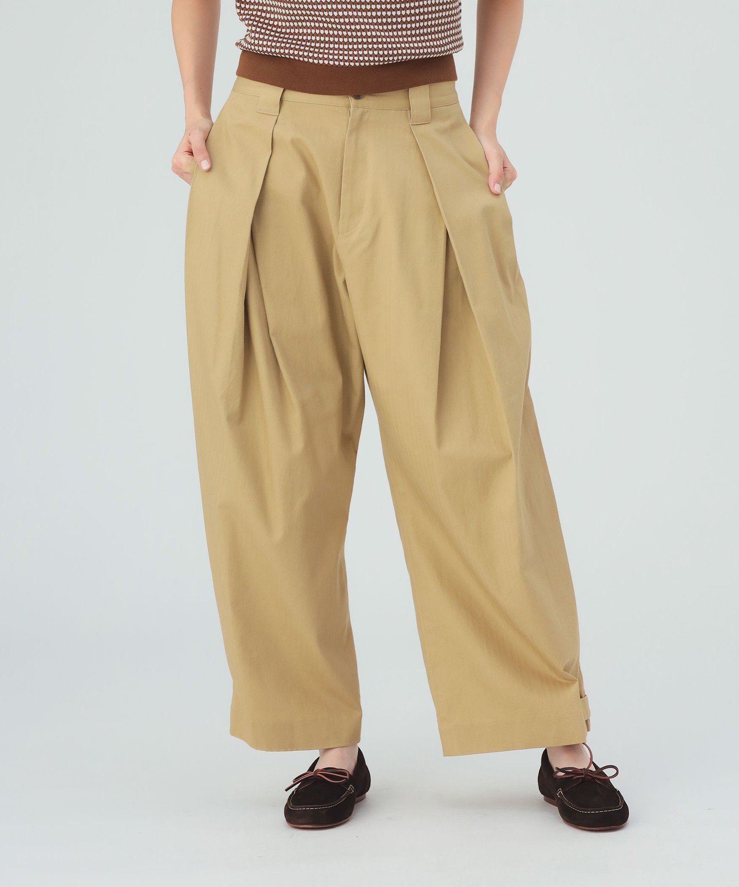 BEAMS HEART WOMEN 重ねタック パンツ ビームス ハート パンツ その他のパンツ ベージュ ブラック カーキグリーン【送料無料】
