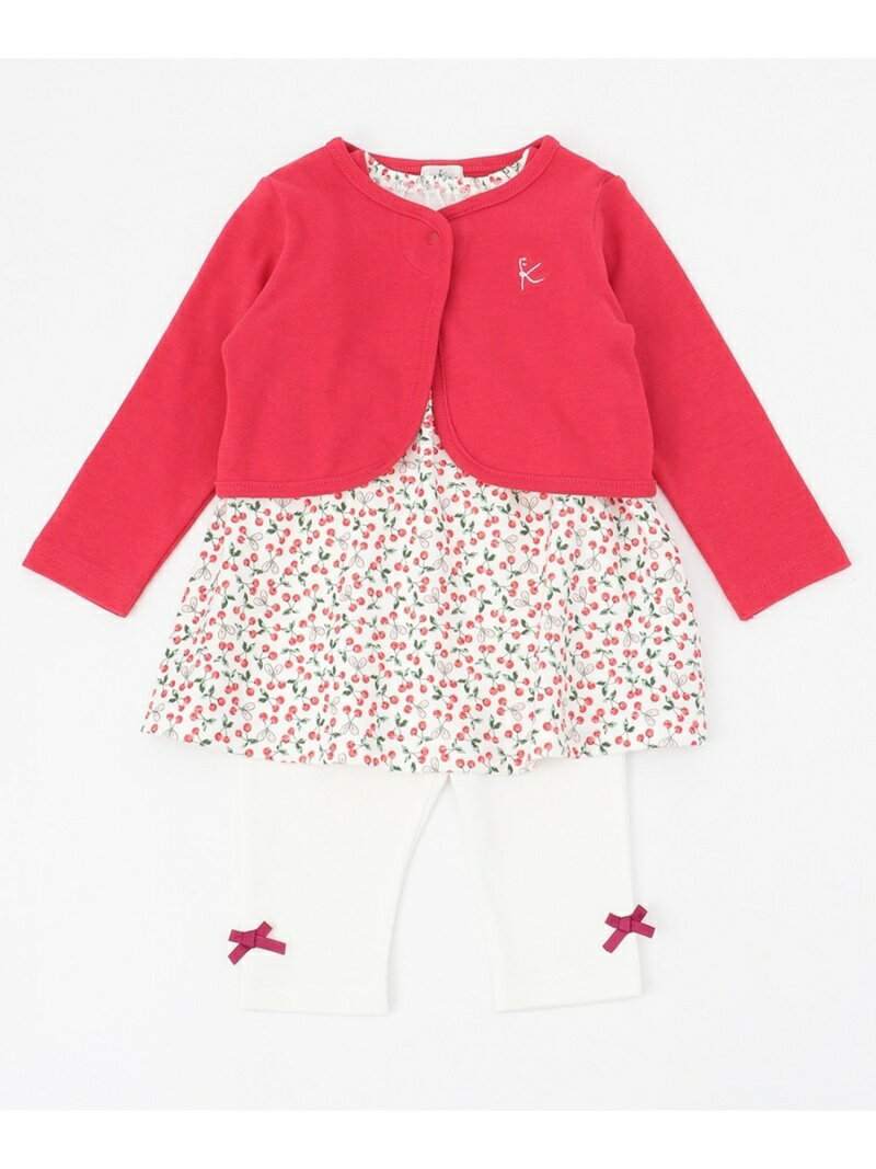 組曲 KIDS 【80-90cm】ボレロ+チェリーワンピース+スパッツ 3点セット クミキョク マタニティウェア・ベビー用品 ロンパース・カバーオール レッド【送料無料】のサムネイル