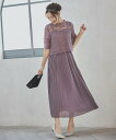 【SALE／45 OFF】DRESS ワンピース ドレス レース プリーツ パーティードレス 結婚式 ドレスプラス ワンピース ドレス ドレス パープル ネイビー ピンク カーキ グレー ブルー【送料無料】