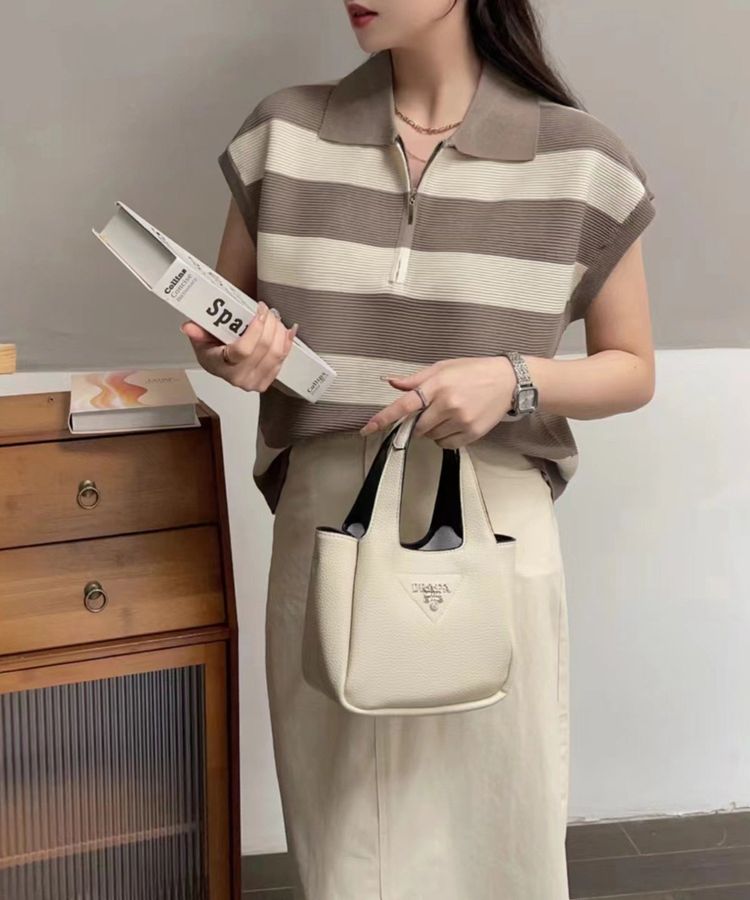 【SALE/75%OFF】BANICO 【Banico】ボーダーポロ襟フレンチスリーブ涼感サマーニット アイモハ トップス ポロシャツ グリーン ブラック グレ...