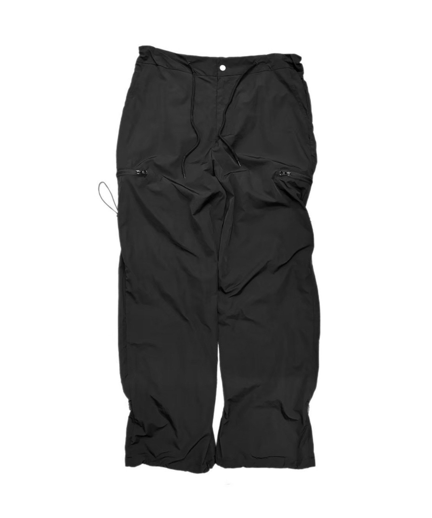 + 【Chikashitsu +】shirring design nylon pants ネバーマインドザエックスユー／チカシツプラス パンツ その他のパンツ ブラック グレー