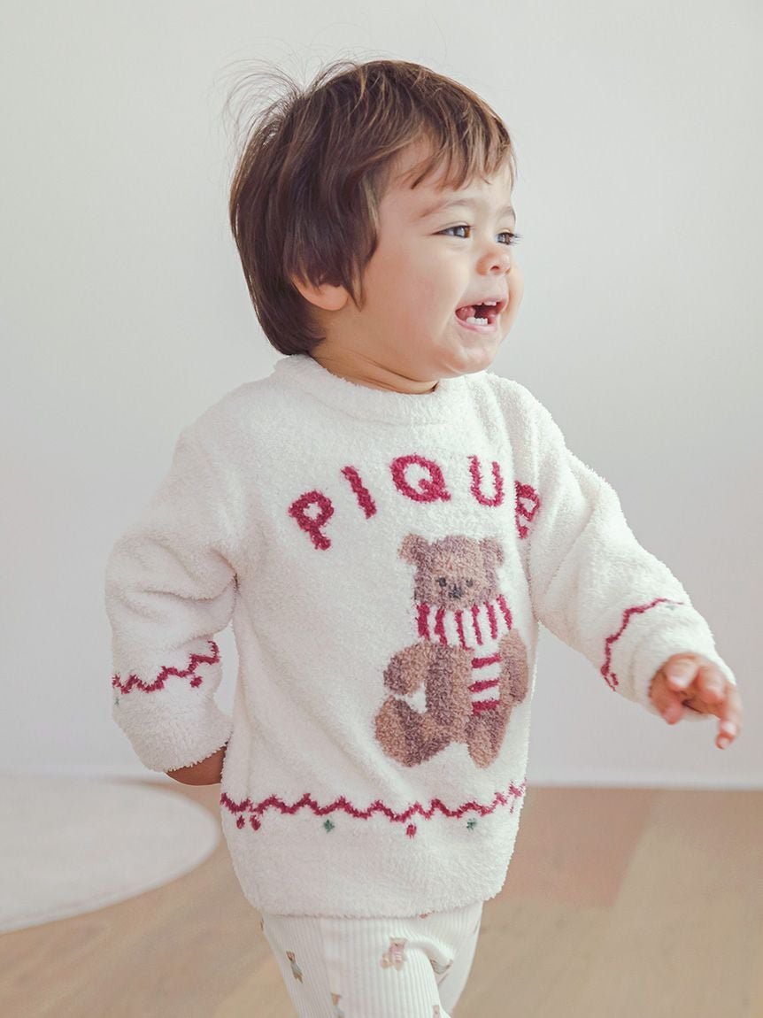 【SALE／30%OFF】gelato pique 【販路限定商品】【HOLIDAY】【BABY】BEAR ジャガードプルオーバー ジェラートピケ トップス ニット ホワイト ネイビー【送料無料】