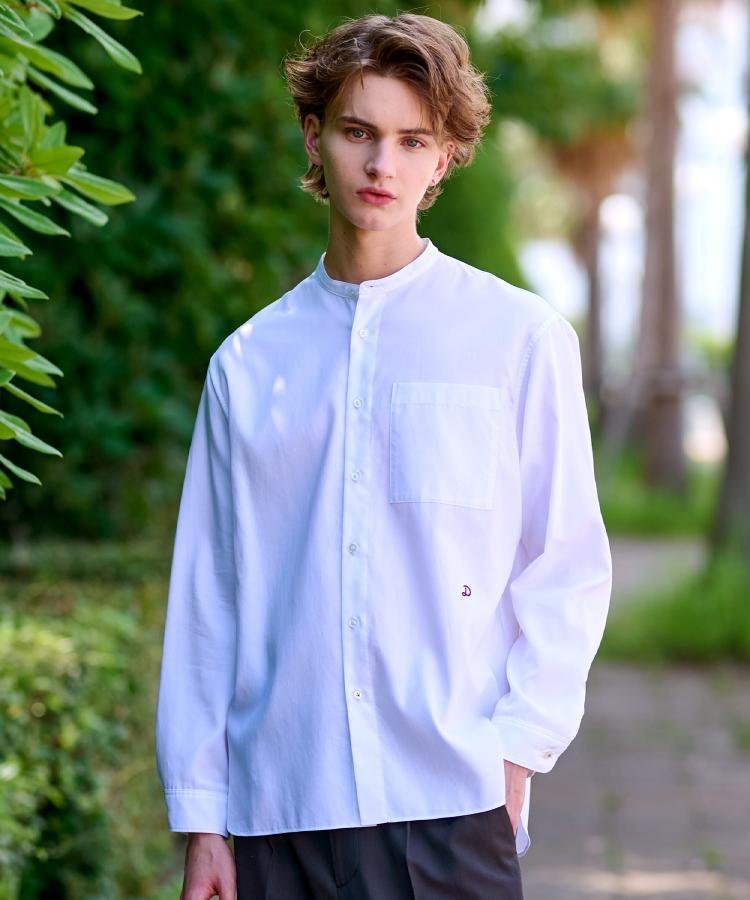 DRESSTERIOR 200双糸 バンドカラーシャツ ドレステリア トップス シャツ・ブラウス ホワイト【送料無料】