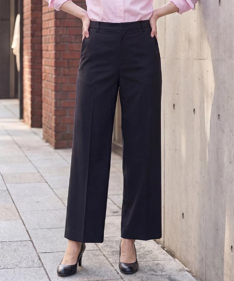【接触冷感/セットアップ可】2WAYストレッチ ワイドパンツ ドレステリア パンツ その他のパンツ ネイビー ブラウン