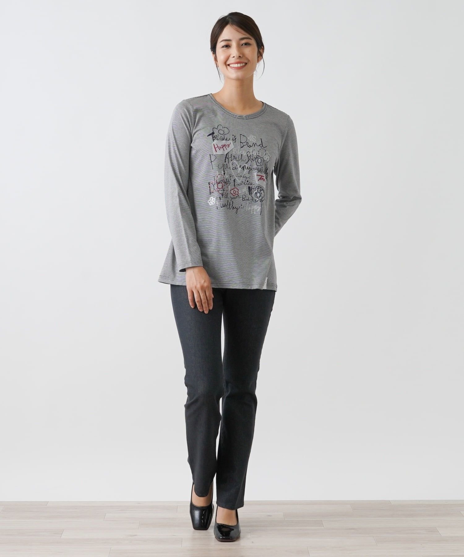 Leilian カットソー【MUSE BY ROCHAS Premiere】 レリアン トップス カットソー・Tシャツ グレー ネイビー