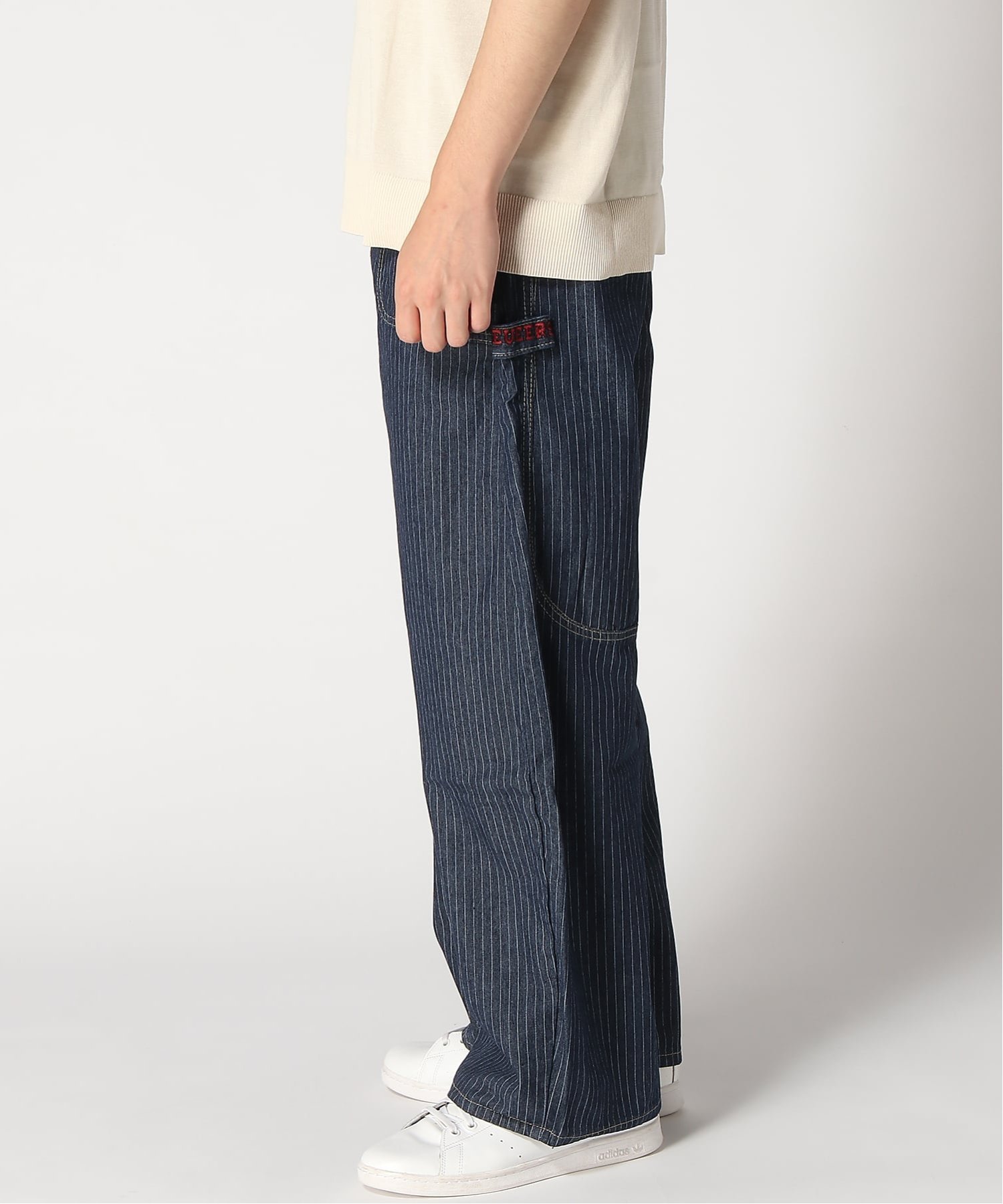 Lilamusant Lilamusant/(U)ピンストライプワイドバレルデニムパンツ エフエスビー パンツ ジーンズ・デニムパンツ ネイビー