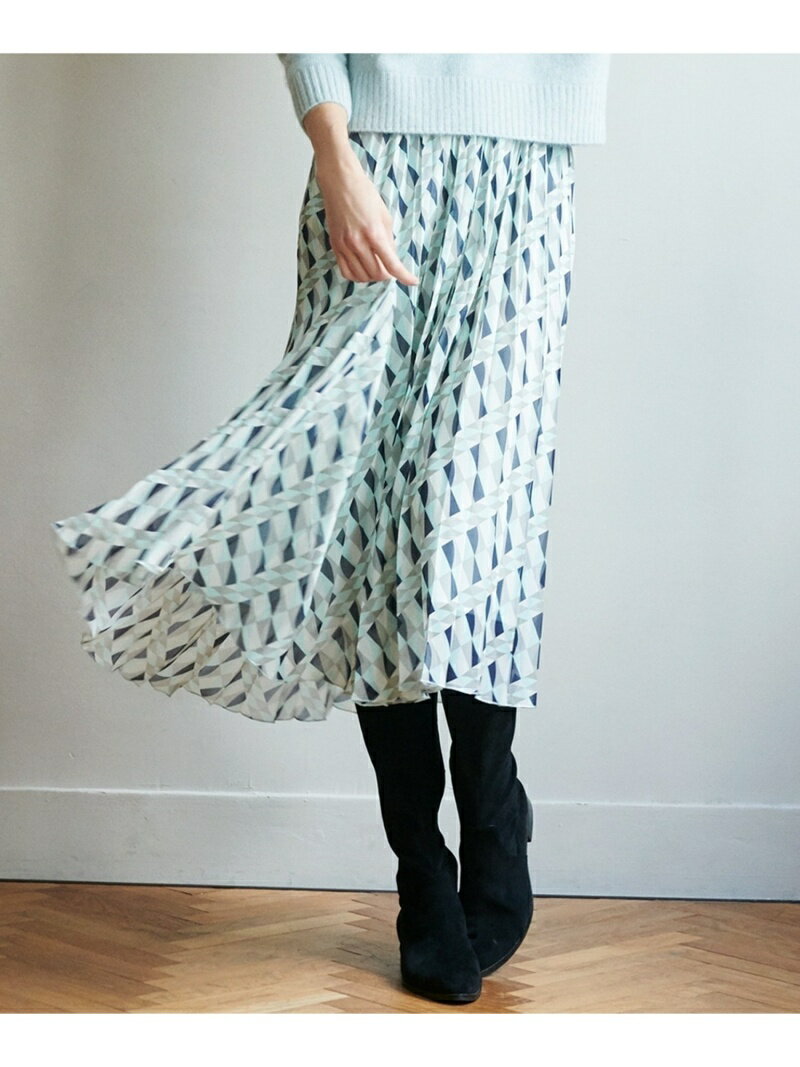 【SALE／70%OFF】23区 【洗える】ジオメトリックプリントシフォンスカート ニジュウサンク スカート その他のスカート グリーン パープル【送料無料】のサムネイル