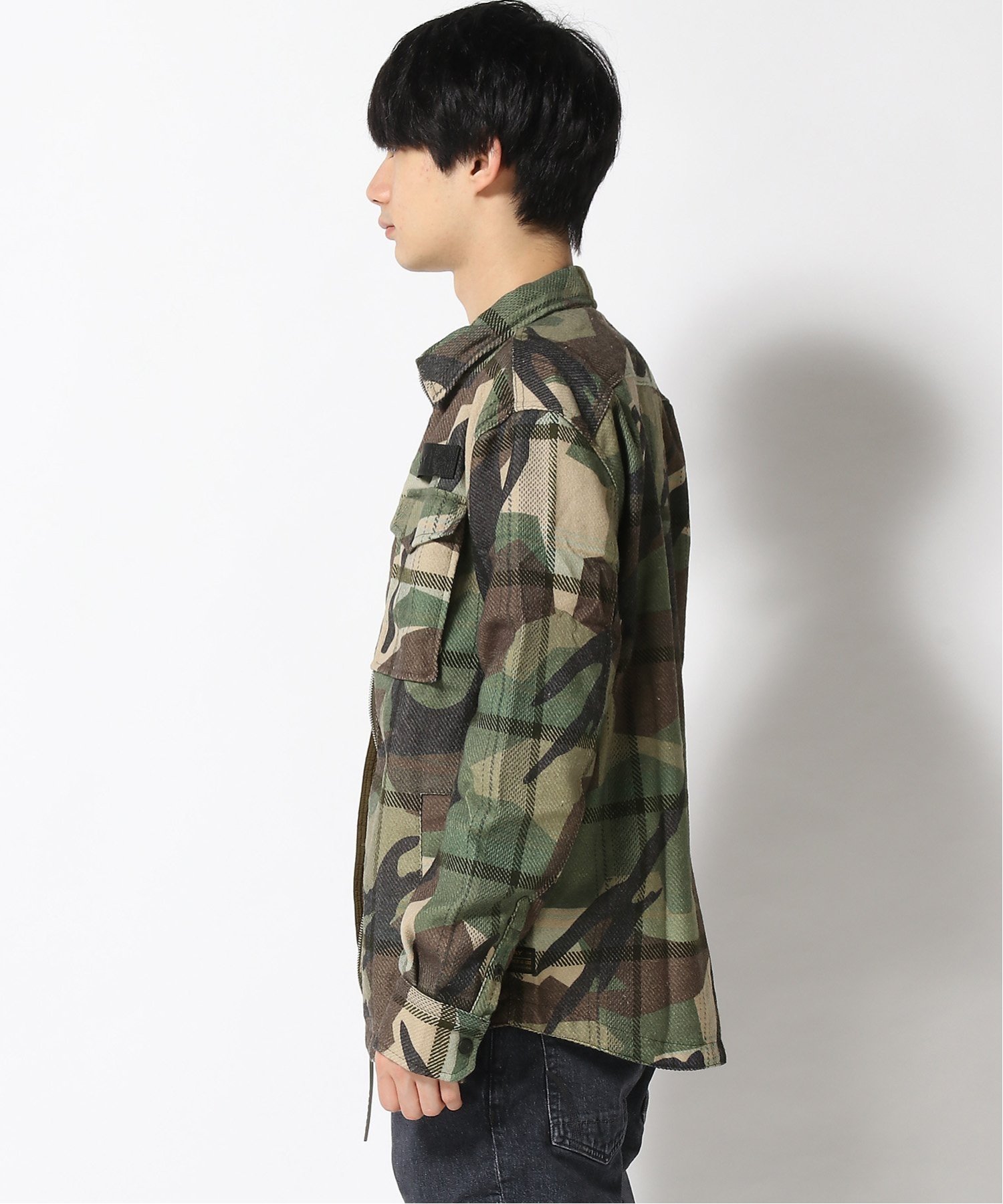 【SALE／70%OFF】REPLAY (M)CAMOチェック ライトメルトンシャツジャケット リプレイ ジャケット・アウター その他のジャケット・アウター【送料無料】