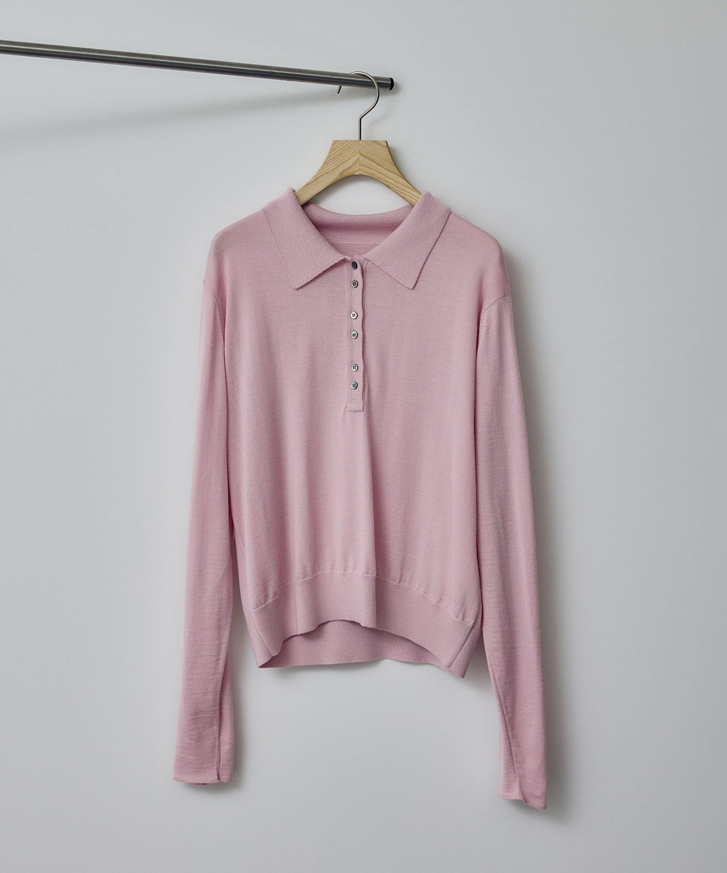 SALON adam et rope' 30ゲージウールニットポロシャツ サロン アダム エ ロペ トップス ニット ブラック ベージュ ピンク【送料無料】