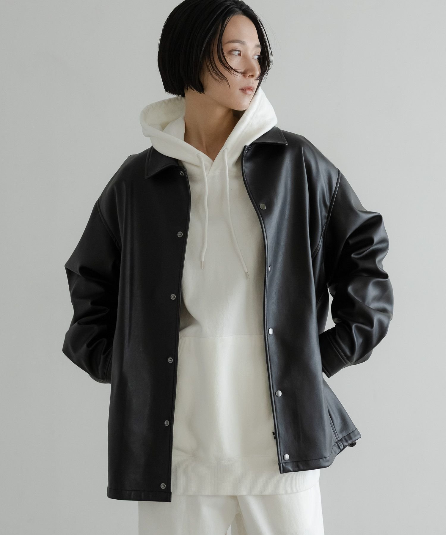 【SALE／33%OFF】LOWRYS FARM フェイクレザーコーチジャケット ローリーズファーム ジャケット・アウター ブルゾン・ジャンパー ブラック【送料無料】