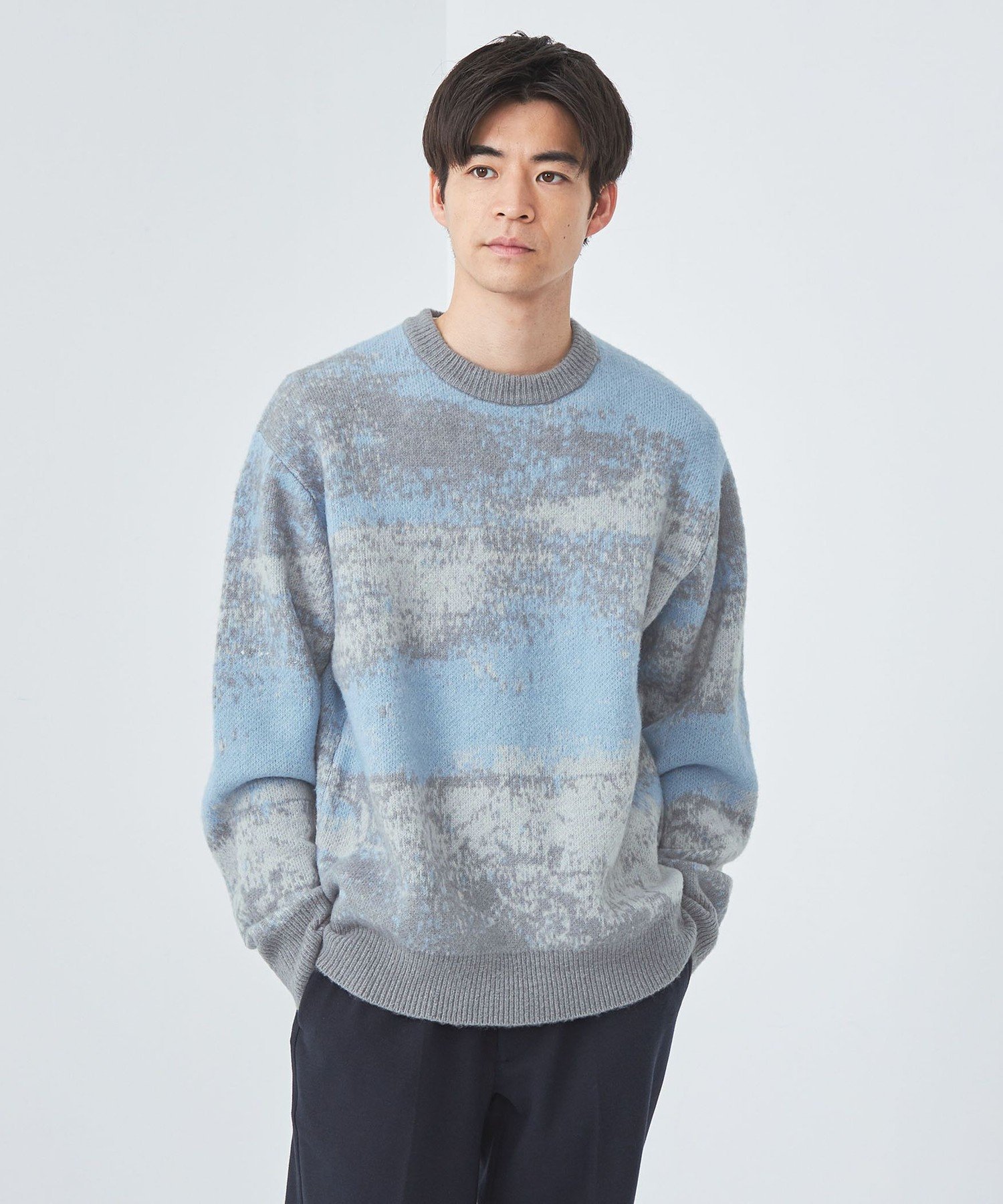 【SALE/70%OFF】UNITED ARROWS green label relaxing アート ジャカード クルーネック ニット ユナイテッドアローズ ...