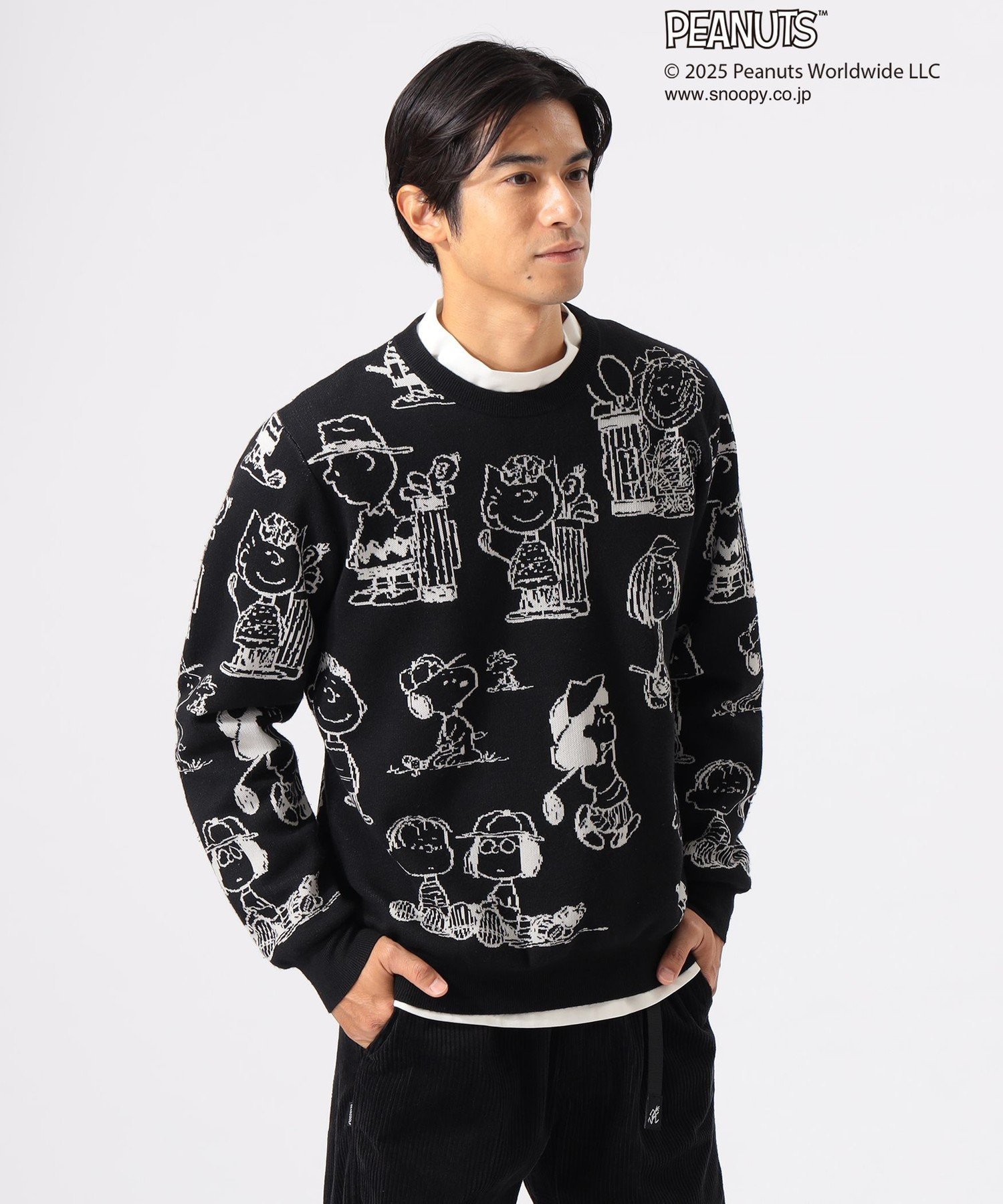 BEAMS GOLF ORANGE LABEL ＜MEN＞THE PEANUTS GANG ジャカード ニット ビームス ゴルフ トップス ニット ベージュ ブラック【送料無料】