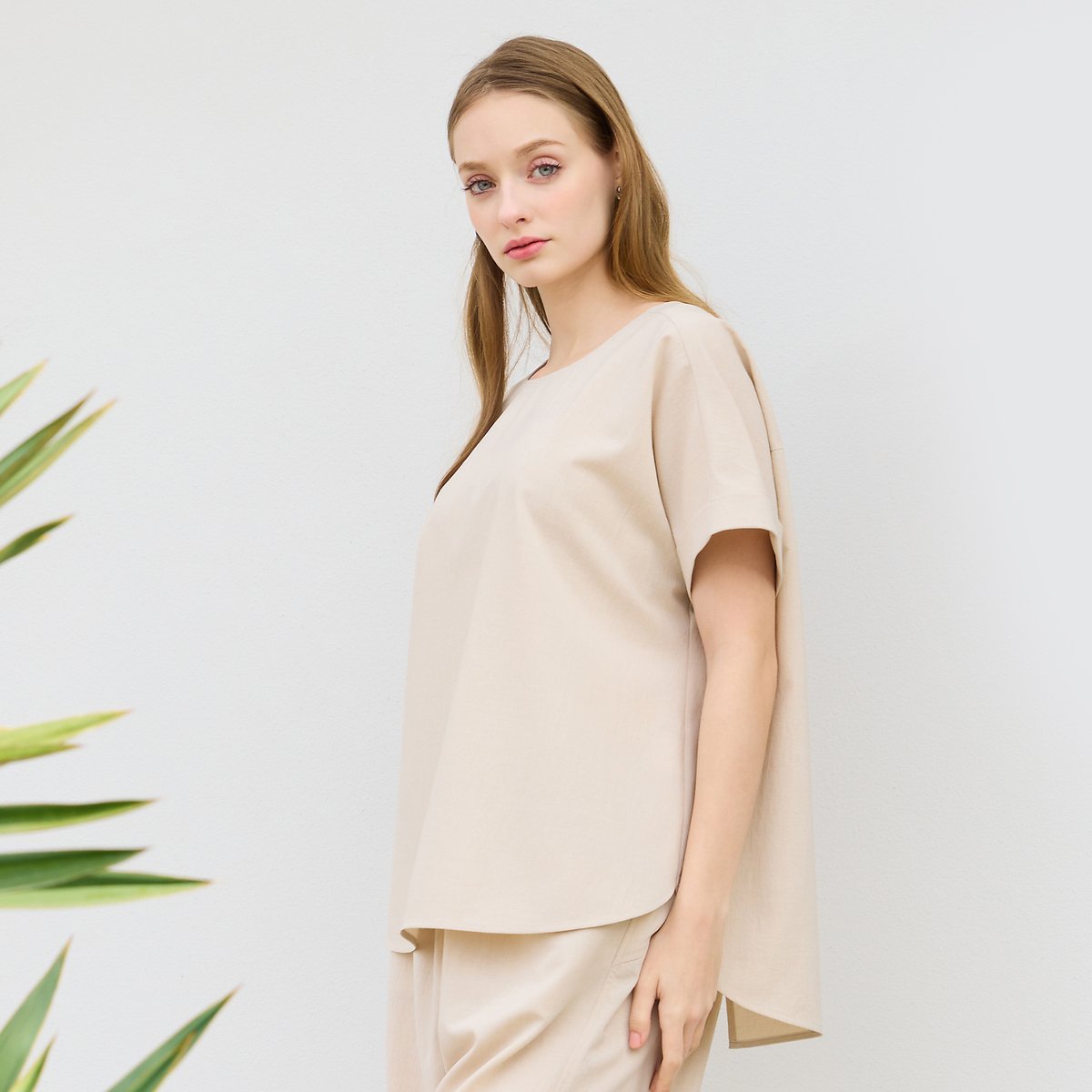 Liliane Burty 【M~4L/同素材アイテム有】ナチュラルワッシャープルオーバーブラウス リリアンビューティ トップス シャツ・ブラウス ネイビー ベージュ
